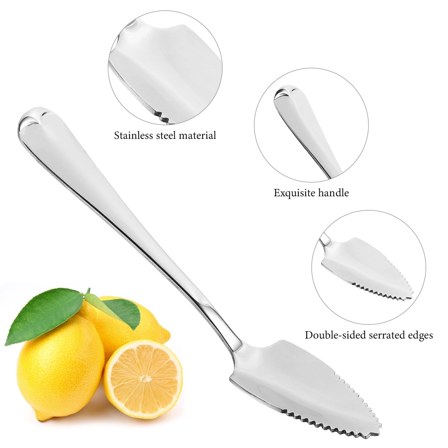 MANLINGDA DOITOOL 4Pcs Stainless Steel Grapefruit Spoons with Serrated Edges 15.50X2.70X0.50CM As Shown
