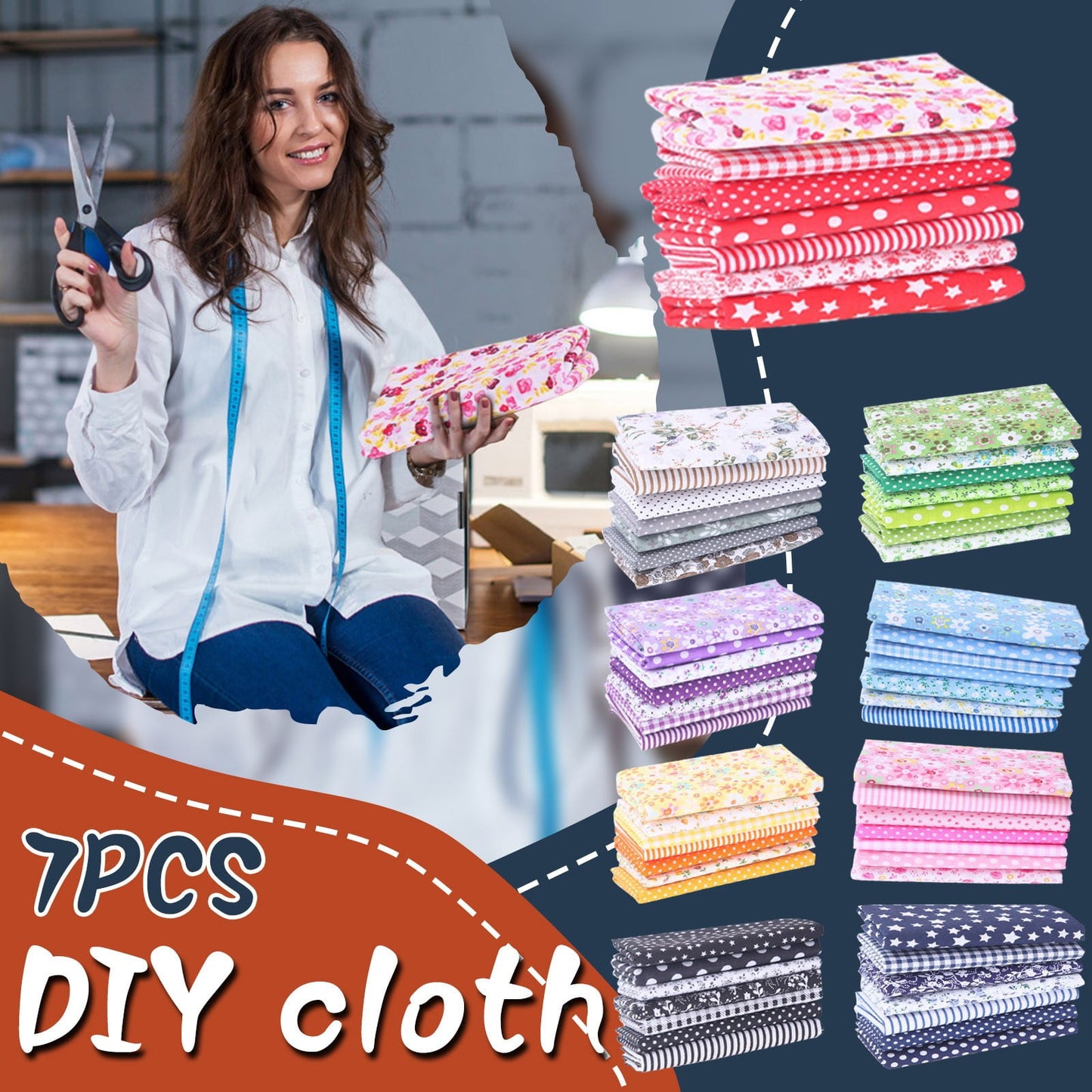 Tdoenbutw clearance Cotton Crafts Fabric Bundle Patchwork Squares Quilting Sewing Patchwork DIY 7PCS 7PC DIY Fabric fall fabric squares clearance sale Z-Purple