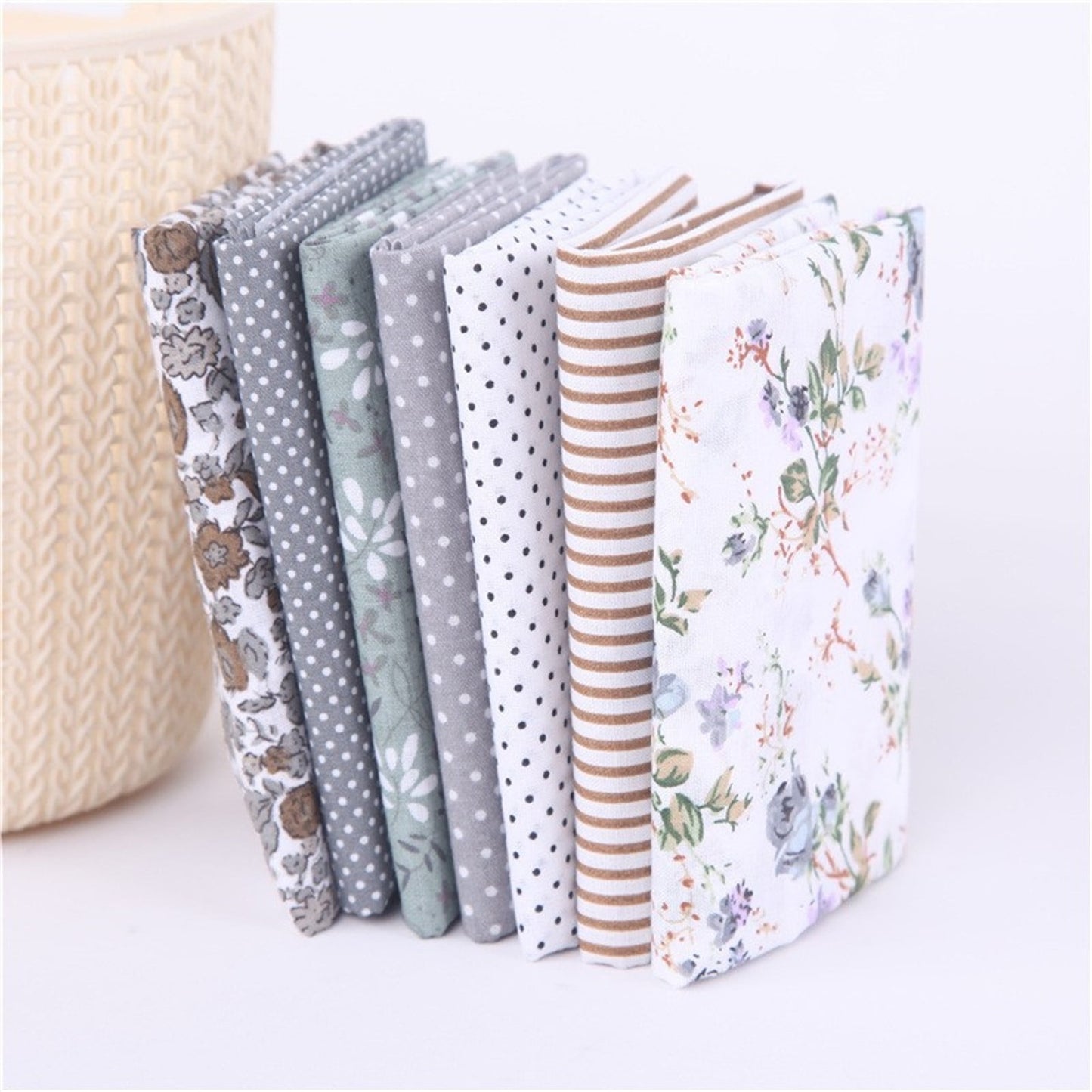 Tdoenbutw clearance Cotton Crafts Fabric Bundle Patchwork Squares Quilting Sewing Patchwork DIY 7PCS 7PC DIY Fabric fall fabric squares clearance sale Z-White
