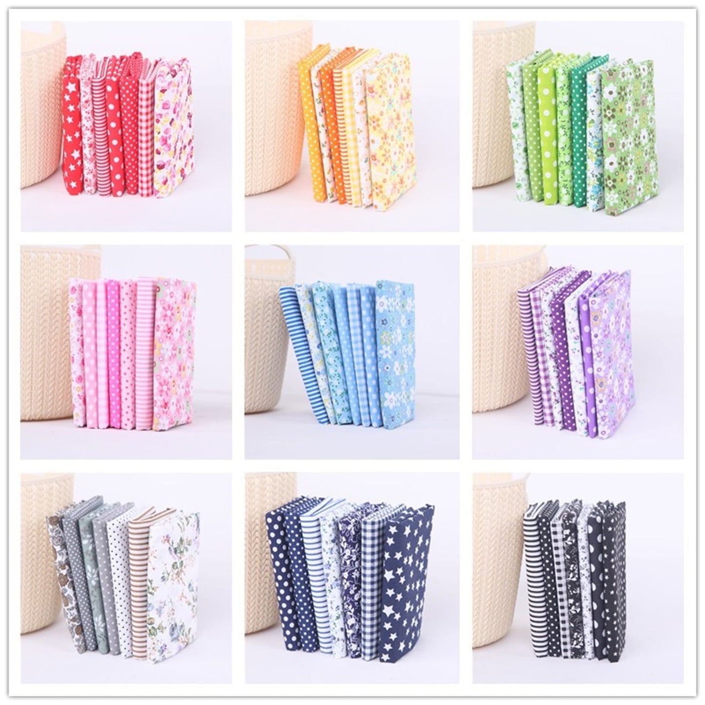 Tdoenbutw clearance Cotton Crafts Fabric Bundle Patchwork Squares Quilting Sewing Patchwork DIY 7PCS 7PC DIY Fabric fall fabric squares clearance sale Z-blue1