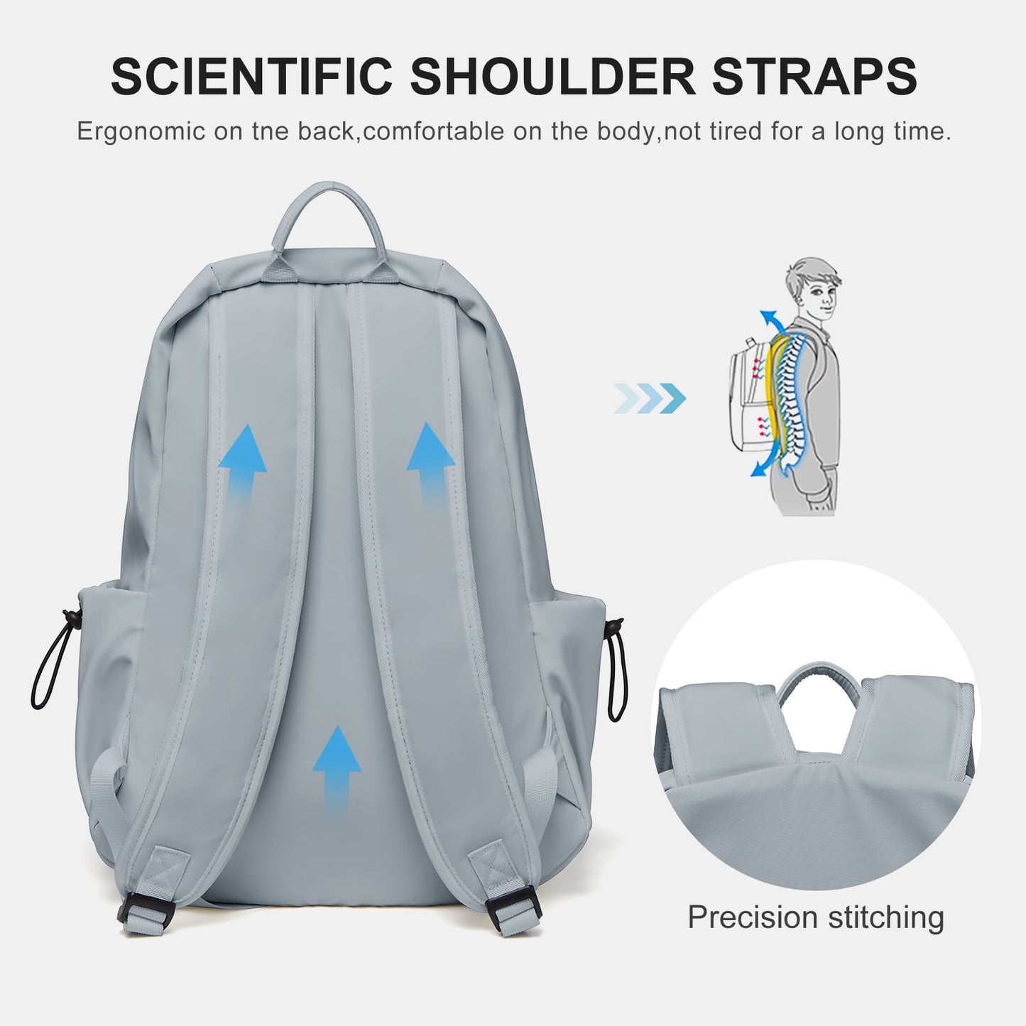 BJLFS Unisex Lightweight Water-Resistant Backpack, Black Blue