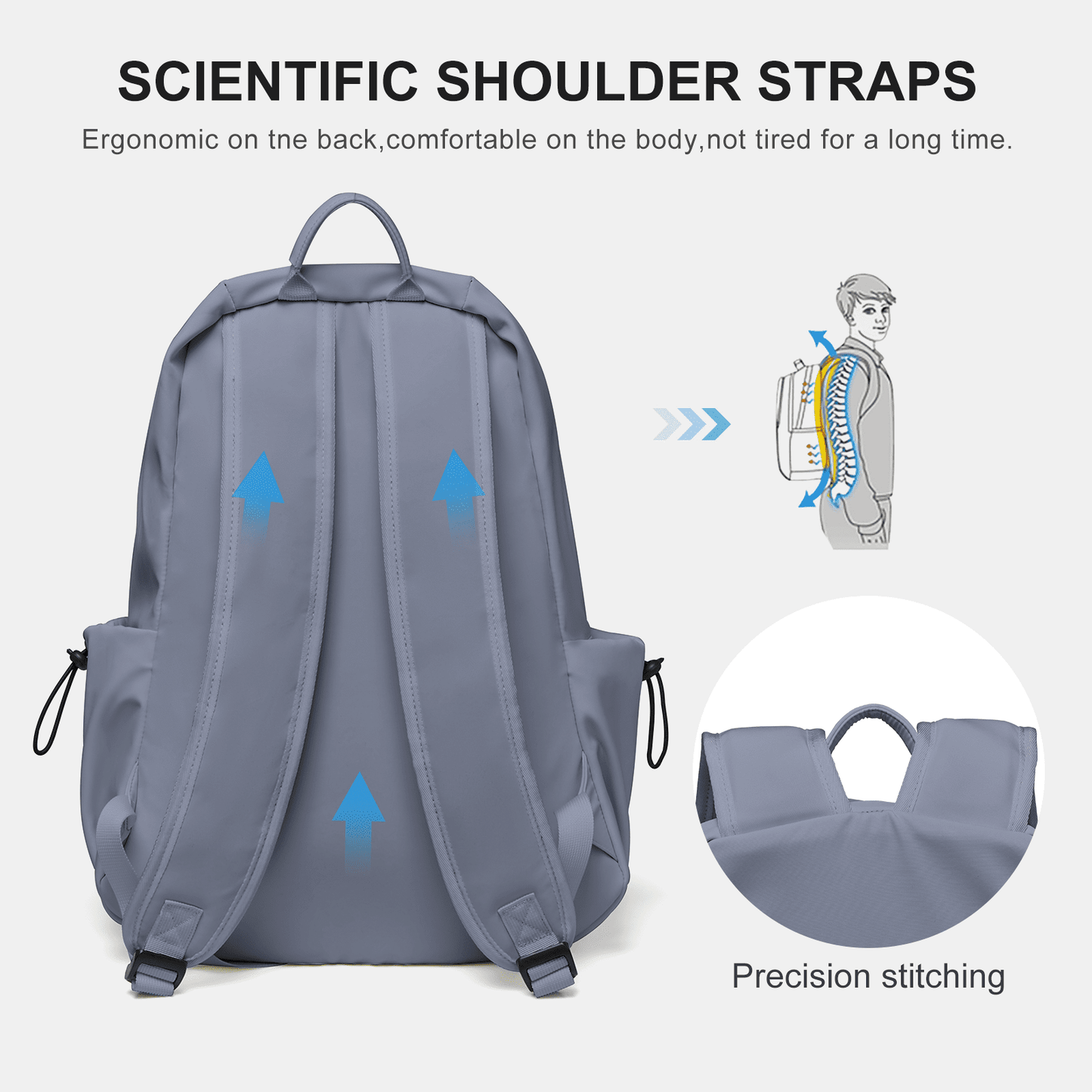 BJLFS Unisex Lightweight Water-Resistant Backpack, Black Blue Purple