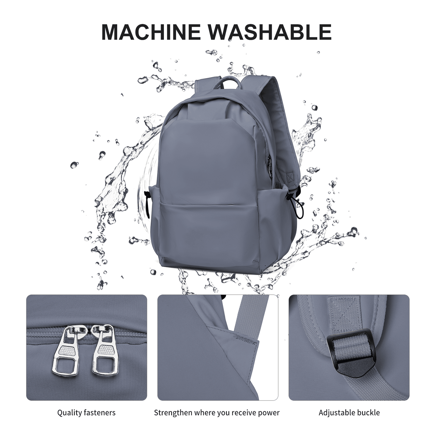 BJLFS Unisex Lightweight Water-Resistant Backpack, Black Blue Purple
