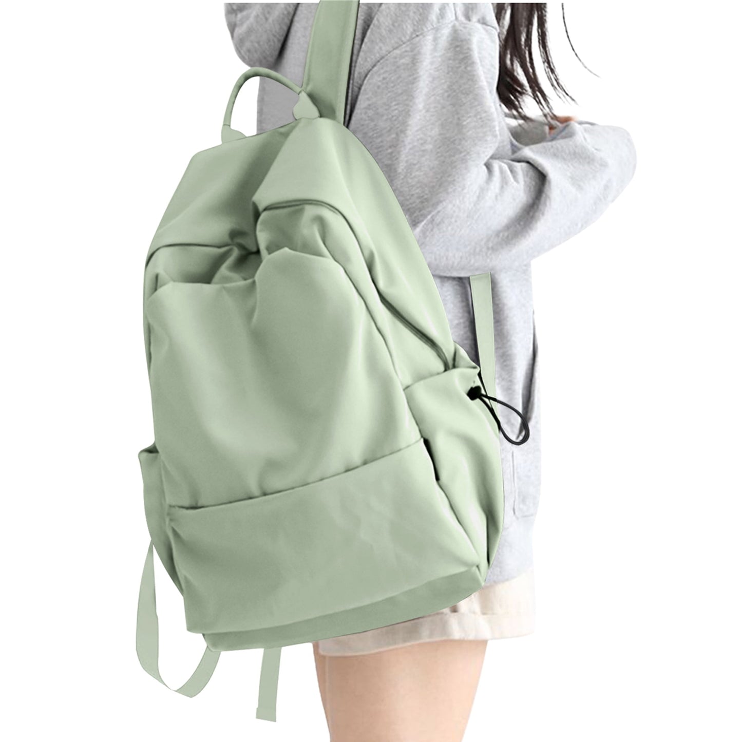 BJLFS Unisex Lightweight Water-Resistant Backpack, Black Light Green
