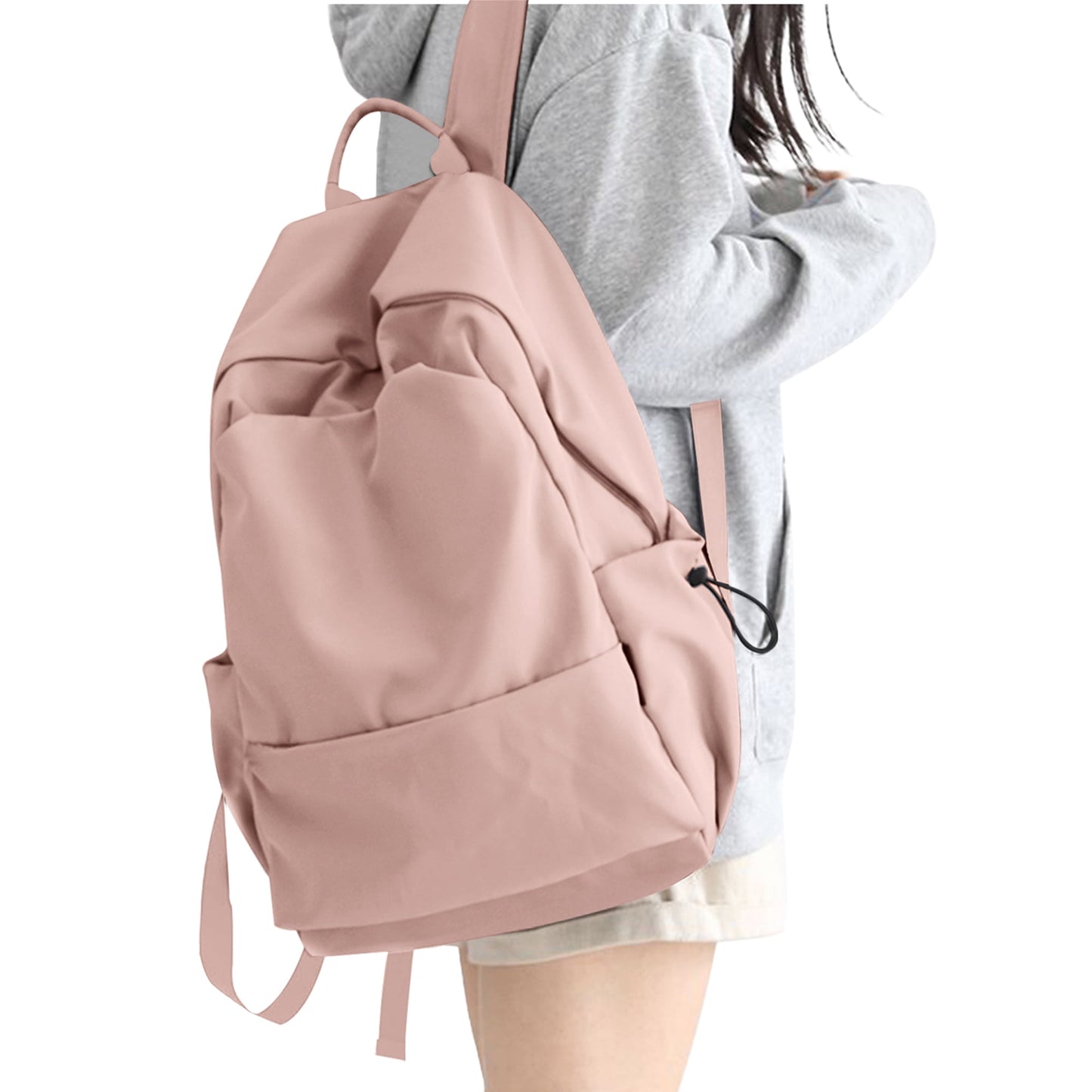 BJLFS Unisex Lightweight Water-Resistant Backpack, Black Pink