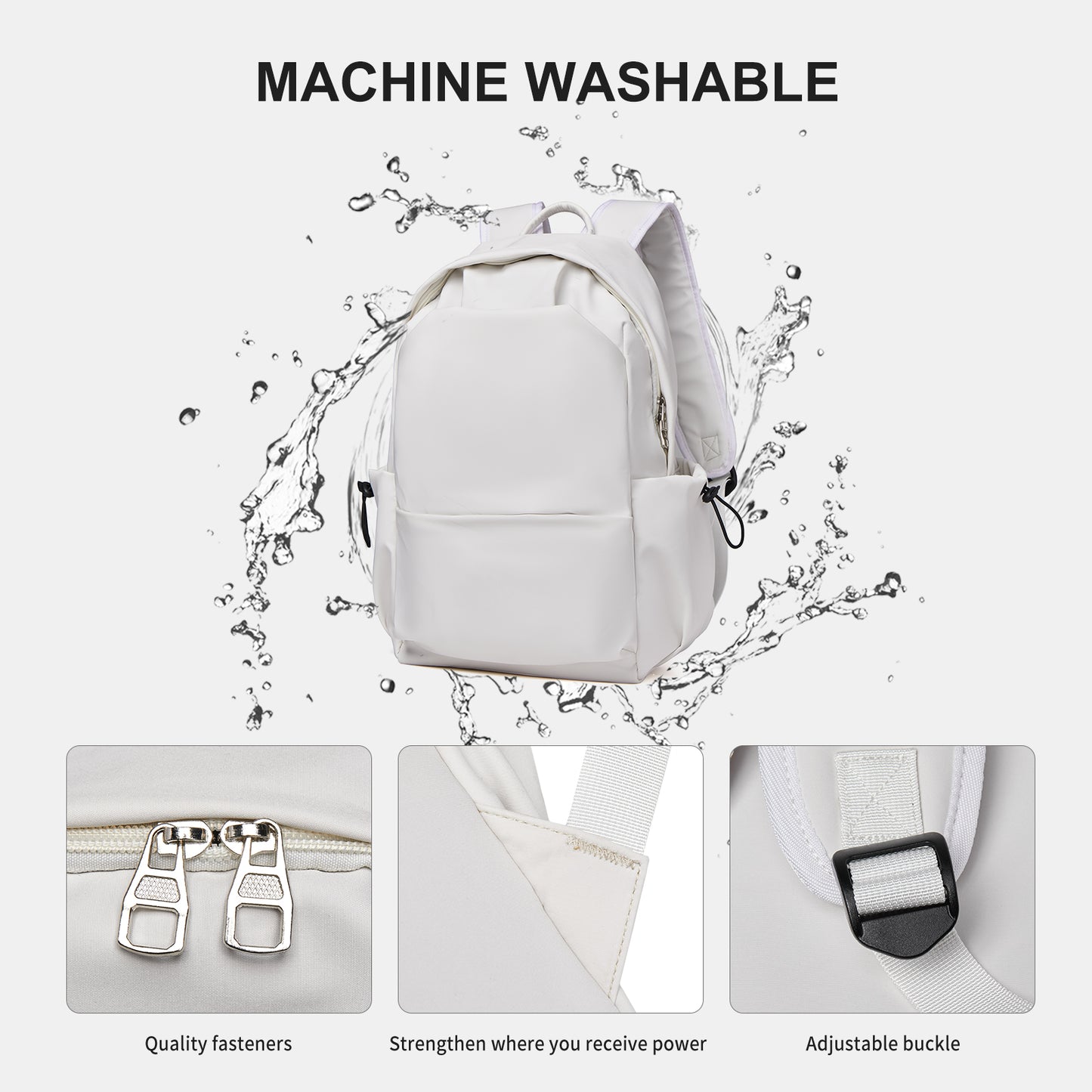 BJLFS Unisex Lightweight Water-Resistant Backpack, Black White