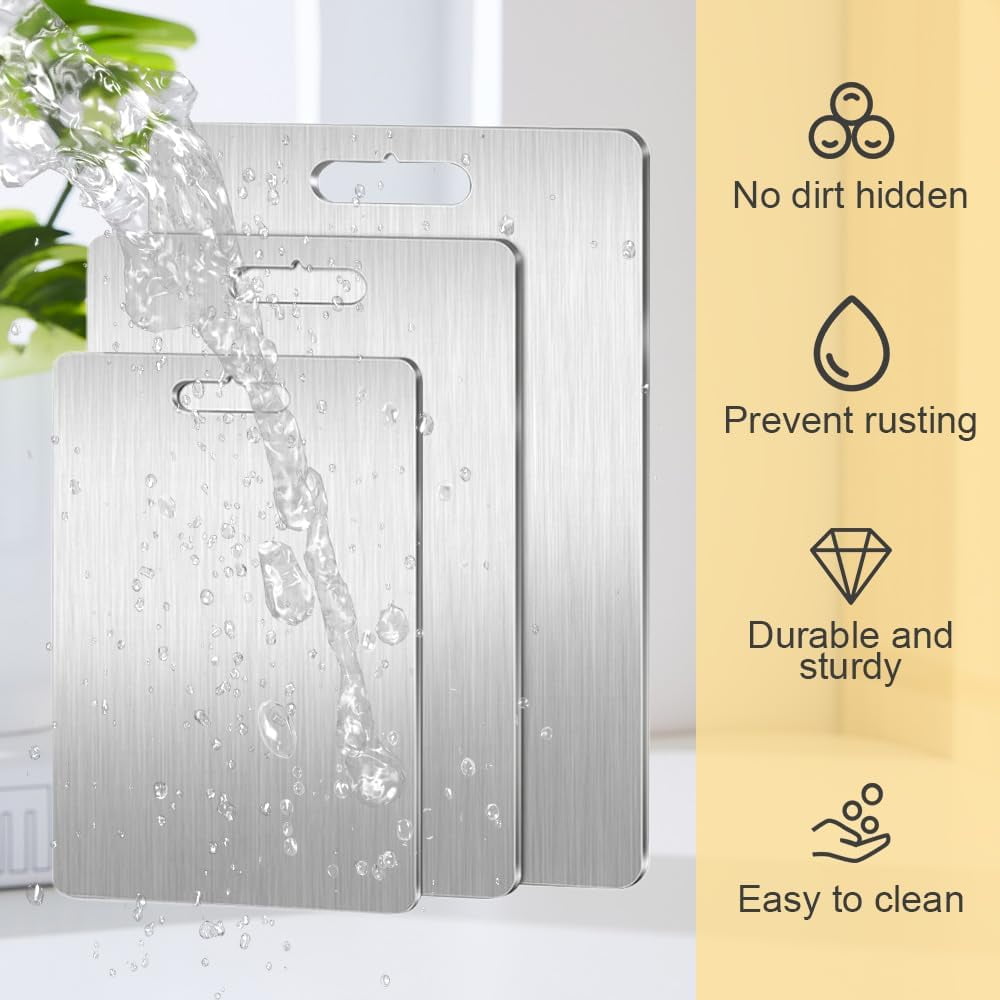 New Titanium Cutting Boards - 100% Pure Titanium Cutting Boards for Kitchen - Cutting Edge Hygiene & Durability, Double Sided Medical-grade Titanium Cutting Mat from Japan (15 x 11 in) 13" x 9"