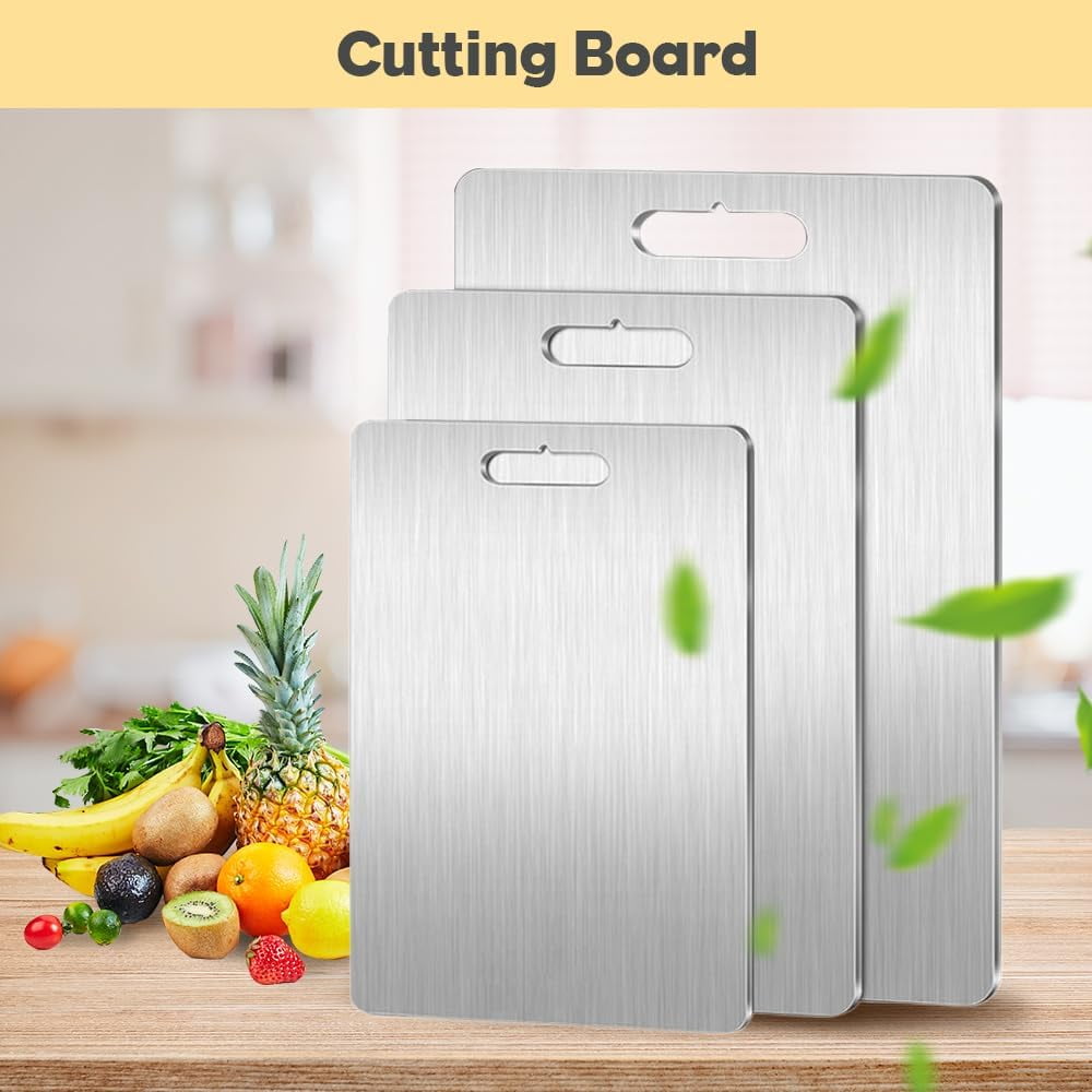 New Titanium Cutting Boards - 100% Pure Titanium Cutting Boards for Kitchen - Cutting Edge Hygiene & Durability, Double Sided Medical-grade Titanium Cutting Mat from Japan (15 x 11 in) 18" x 12"