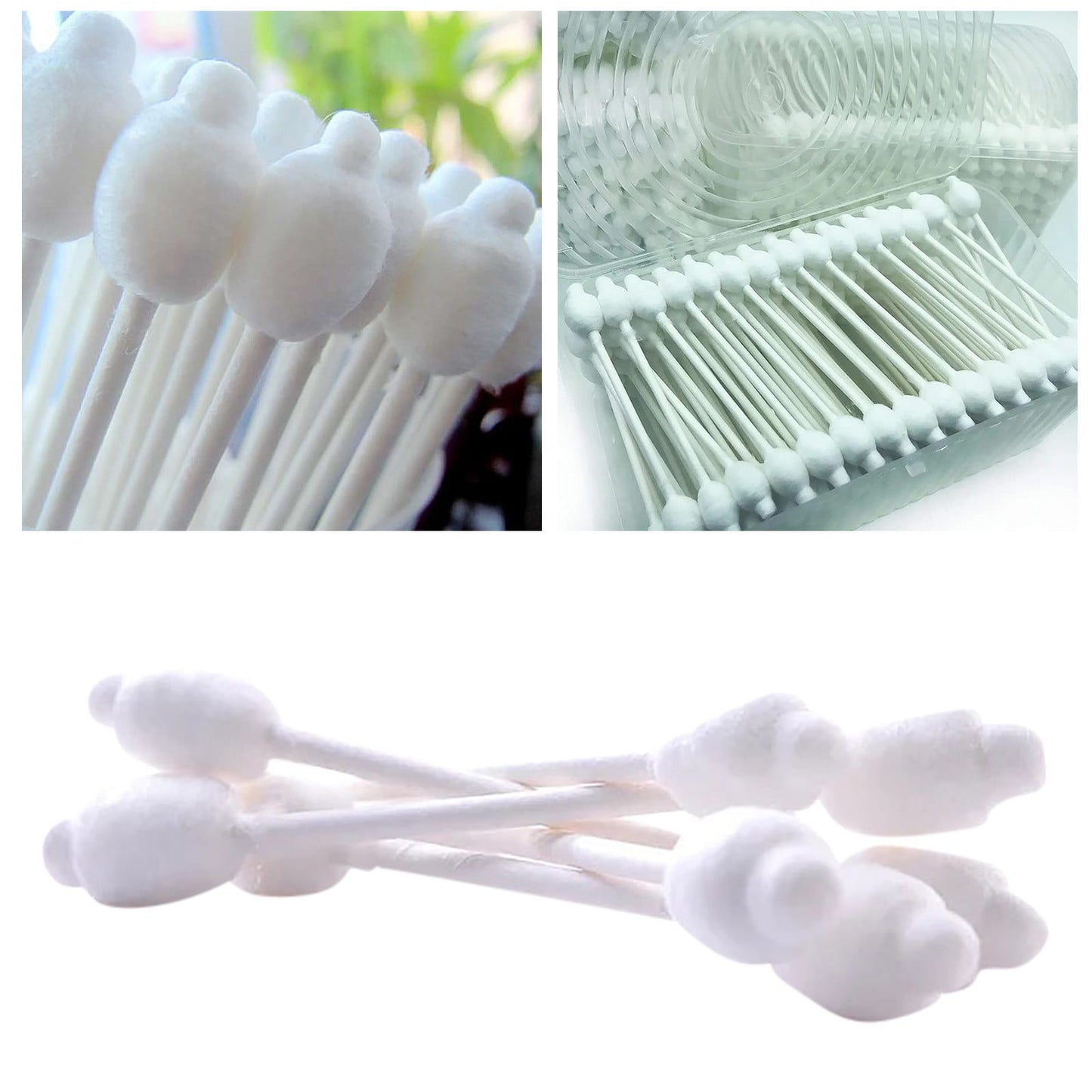 DXOUPM 55ct Baby Cotton Swabs Safety Swabs for Kids or Babies Organic Cotton Gentle Baby Qtips Children Cotton Buds White