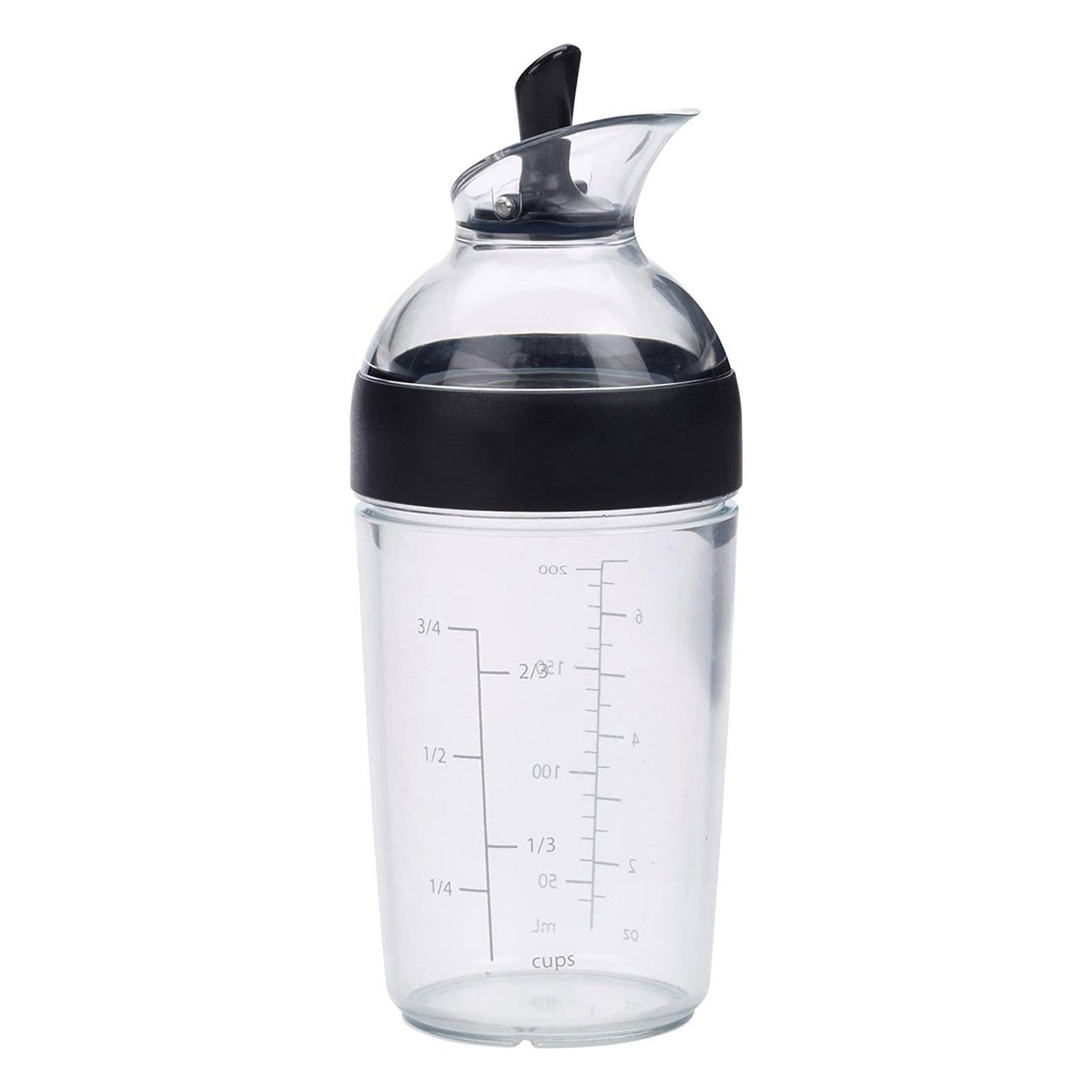 Salad Dressing Shaker Container Bottle Universal Manual Sauces Mixer Juice Mixing Bottle Resistant 8.4with Measurement Black
