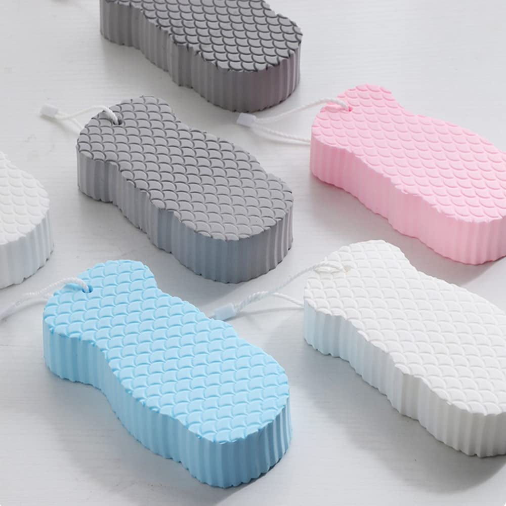 2 Pcs Exfoliating Bath Sponge, Soft Spa Scrub Sponges for Shower, Dead Skin Remover for Body for Adult Baby Blue