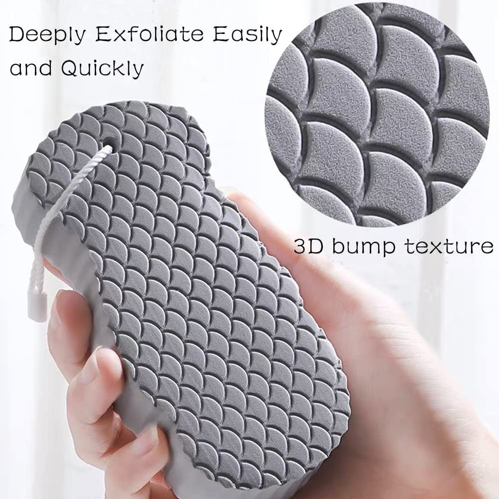 2 Pcs Exfoliating Bath Sponge, Soft Spa Scrub Sponges for Shower, Dead Skin Remover for Body for Adult Baby Blue