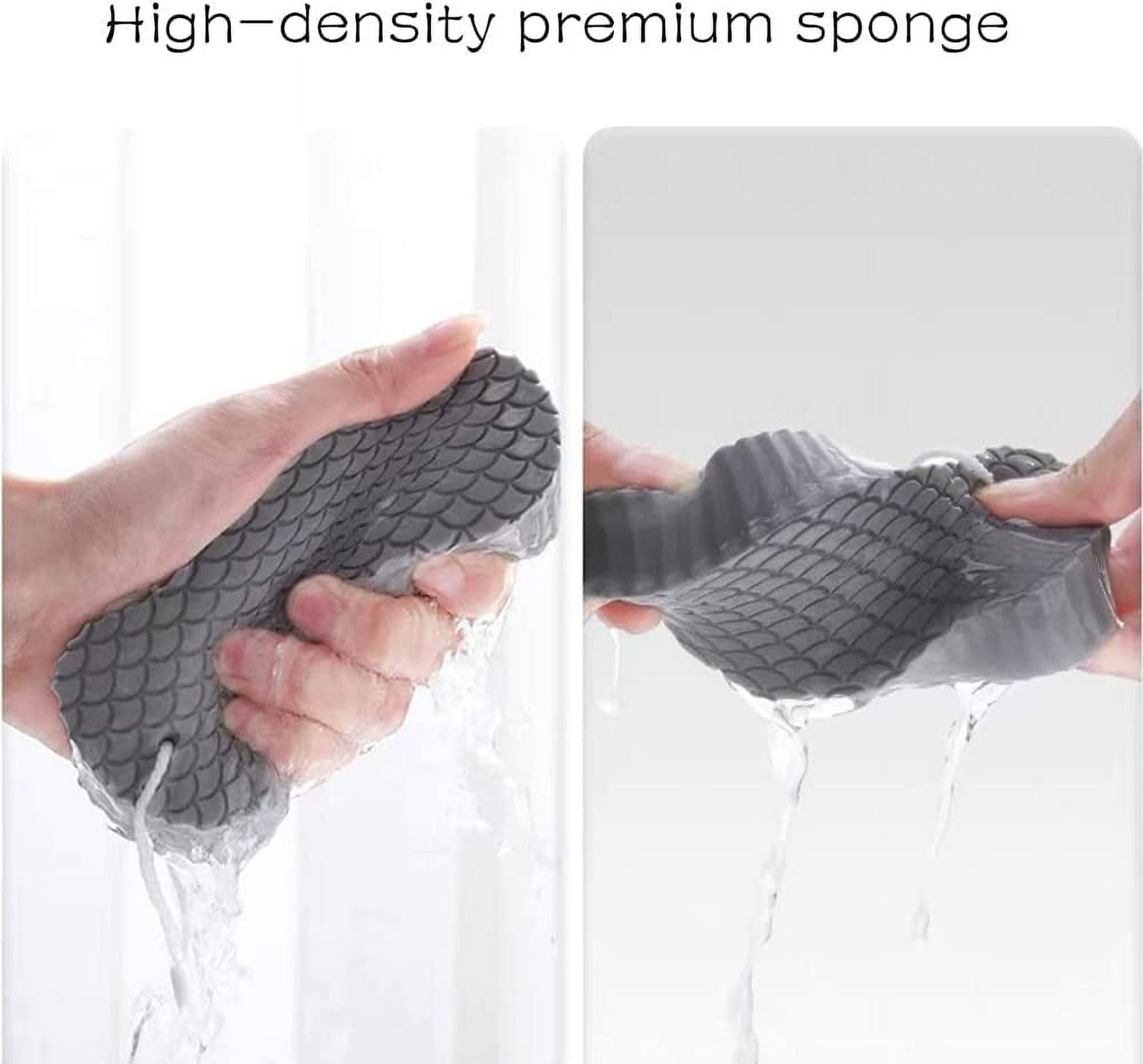2 Pcs Exfoliating Bath Sponge, Soft Spa Scrub Sponges for Shower, Dead Skin Remover for Body for Adult Baby Blue&Grey