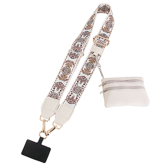 Clip and Go Phone Strap with Zipper Pouch,Crossbody Adjustable Chain Lanyard with PU Leather Wallet for All Phones A
