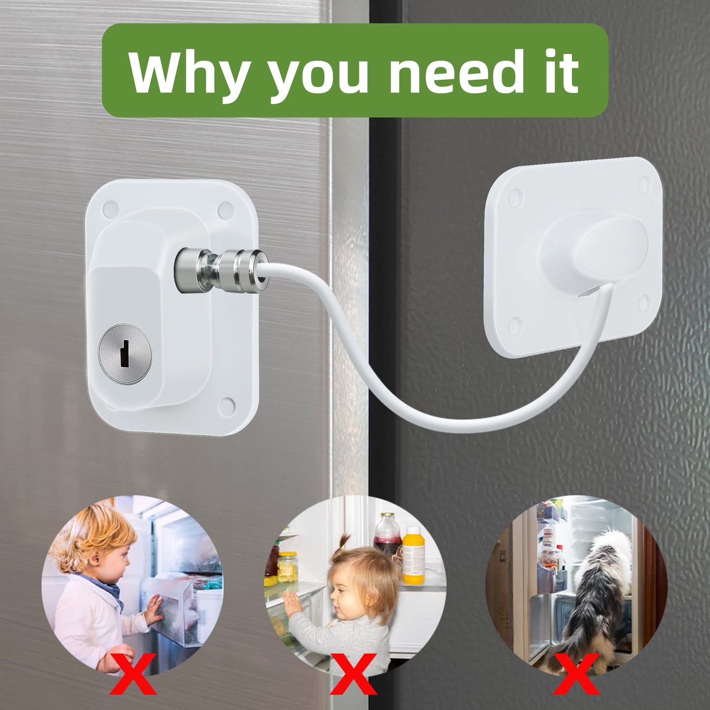 Baby Proofing, Refrigerator lock, Baby Safety Locks for Cabinets, Cabinet Locks for Babies, No Drilling Child Safety Cabinet Locks for Latching to Drawer Door Fridge Oven Toilet Seat White