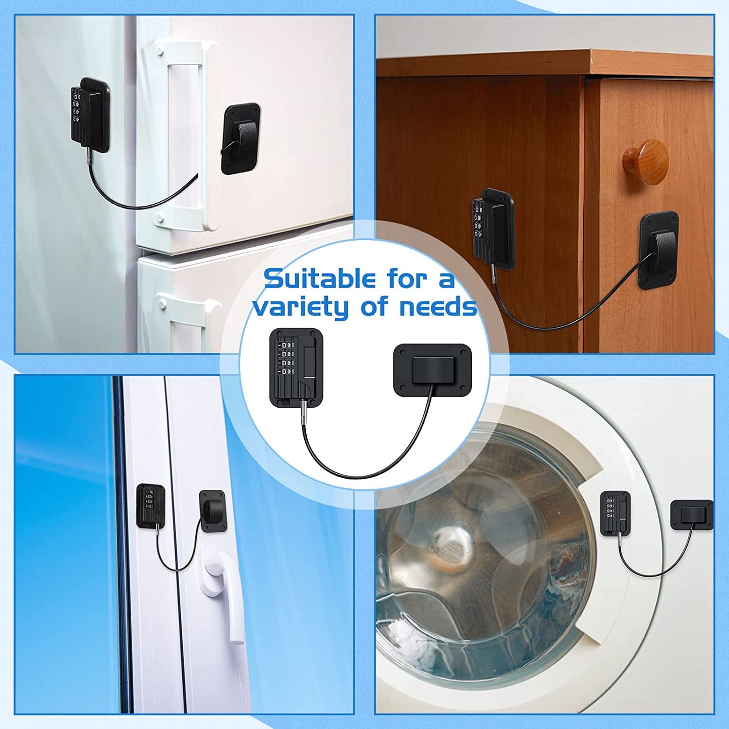 Baby Proofing, Refrigerator lock, Baby Safety Locks for Cabinets, Cabinet Locks for Babies, No Drilling Child Safety Cabinet Locks for Latching to Drawer Door Fridge Oven Toilet Seat White