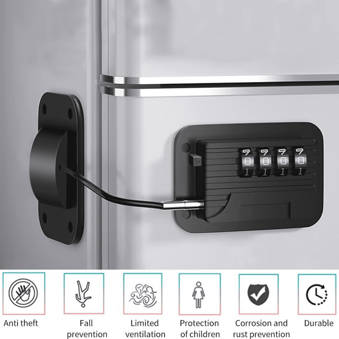 Baby Proofing, Refrigerator lock, Baby Safety Locks for Cabinets, Cabinet Locks for Babies, No Drilling Child Safety Cabinet Locks for Latching to Drawer Door Fridge Oven Toilet Seat White