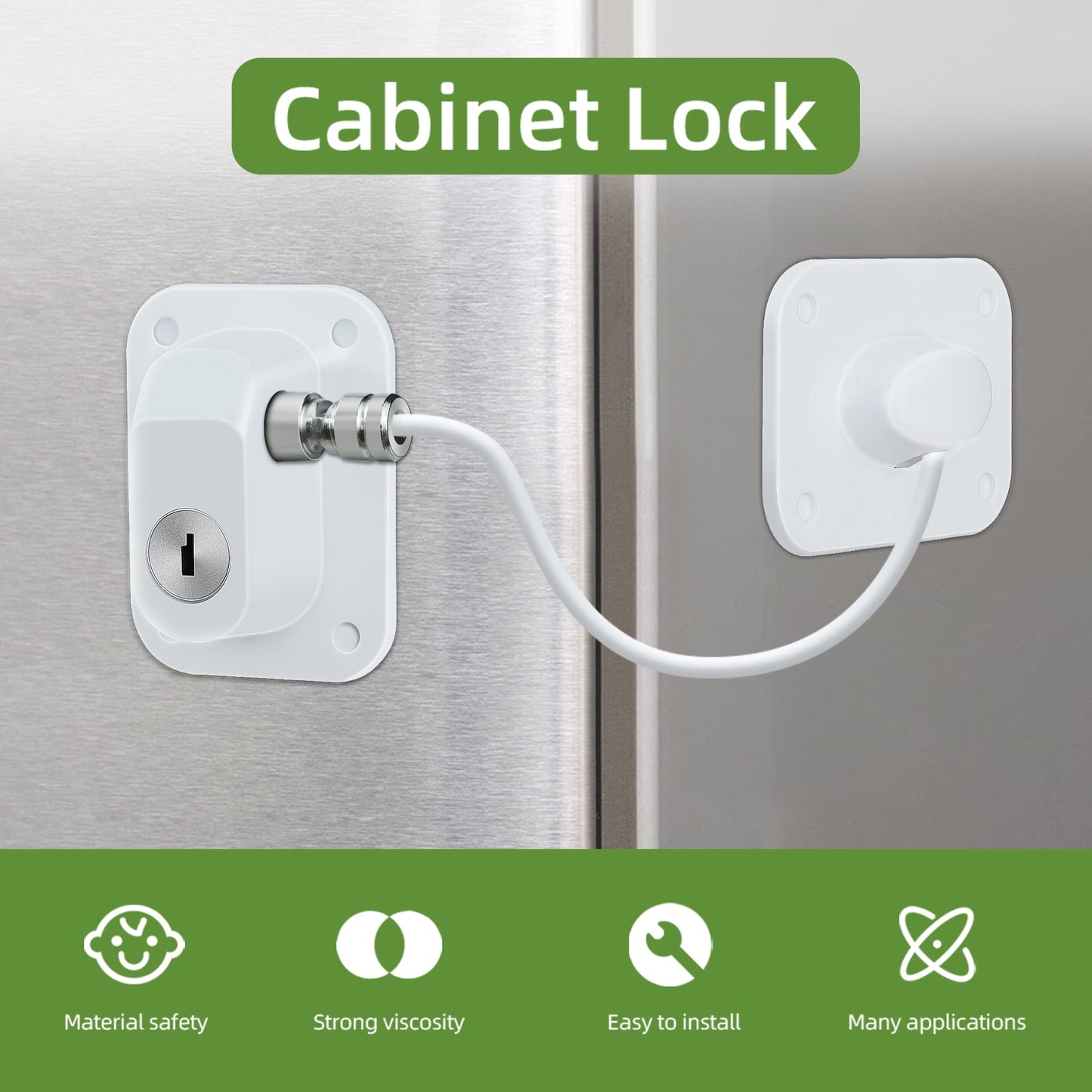 Baby Proofing, Refrigerator lock, Baby Safety Locks for Cabinets, Cabinet Locks for Babies, No Drilling Child Safety Cabinet Locks for Latching to Drawer Door Fridge Oven Toilet Seat White
