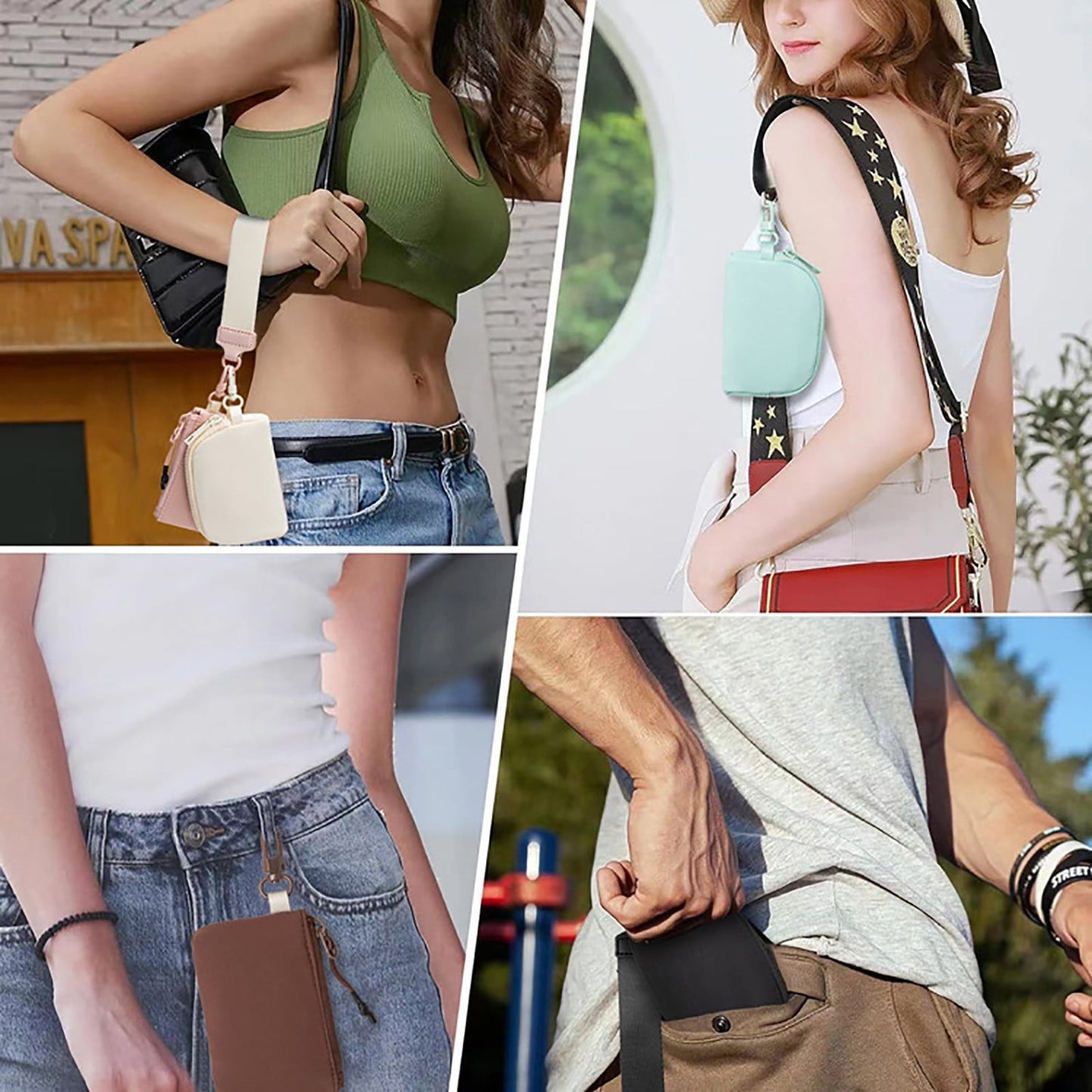 3/2/1PCS Keychain Wallet Mini Zip Around Wristlet Wallets For Women Detachable Dual Pouch Wristlet Portable Coin Purse Small Wallets For Travel Sports Outdoors Grey