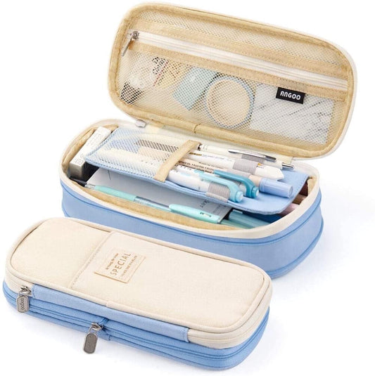 CICIMELON Big Capacity Pencil Pen Case Large Storage Pencil Bag Pouch Organizer (Purple) Blue