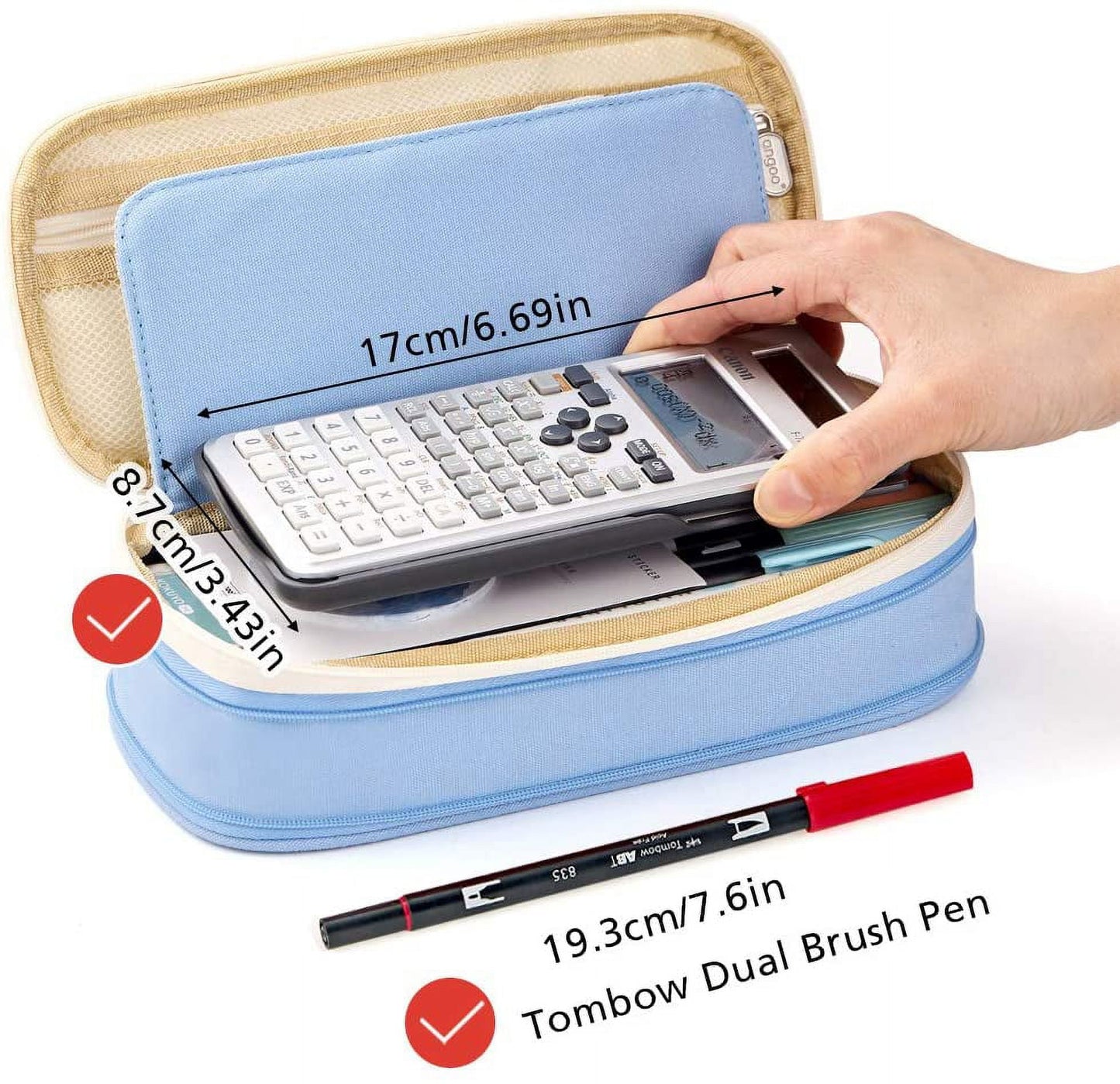 CICIMELON Big Capacity Pencil Pen Case Large Storage Pencil Bag Pouch Organizer (Purple) Blue
