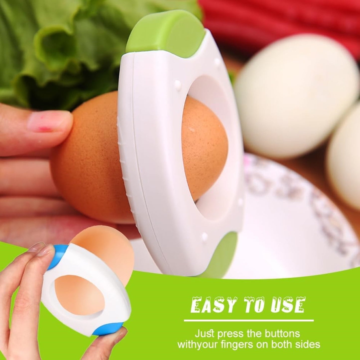 Egg Shell Opener for Hard Boiled Eggs,Egg Peeler Tool Topper Cutter Tool, Handheld Quick Raw Eggs Cracker Separator Tools, Kitchen Gadgets for Baking and Cooking Blue