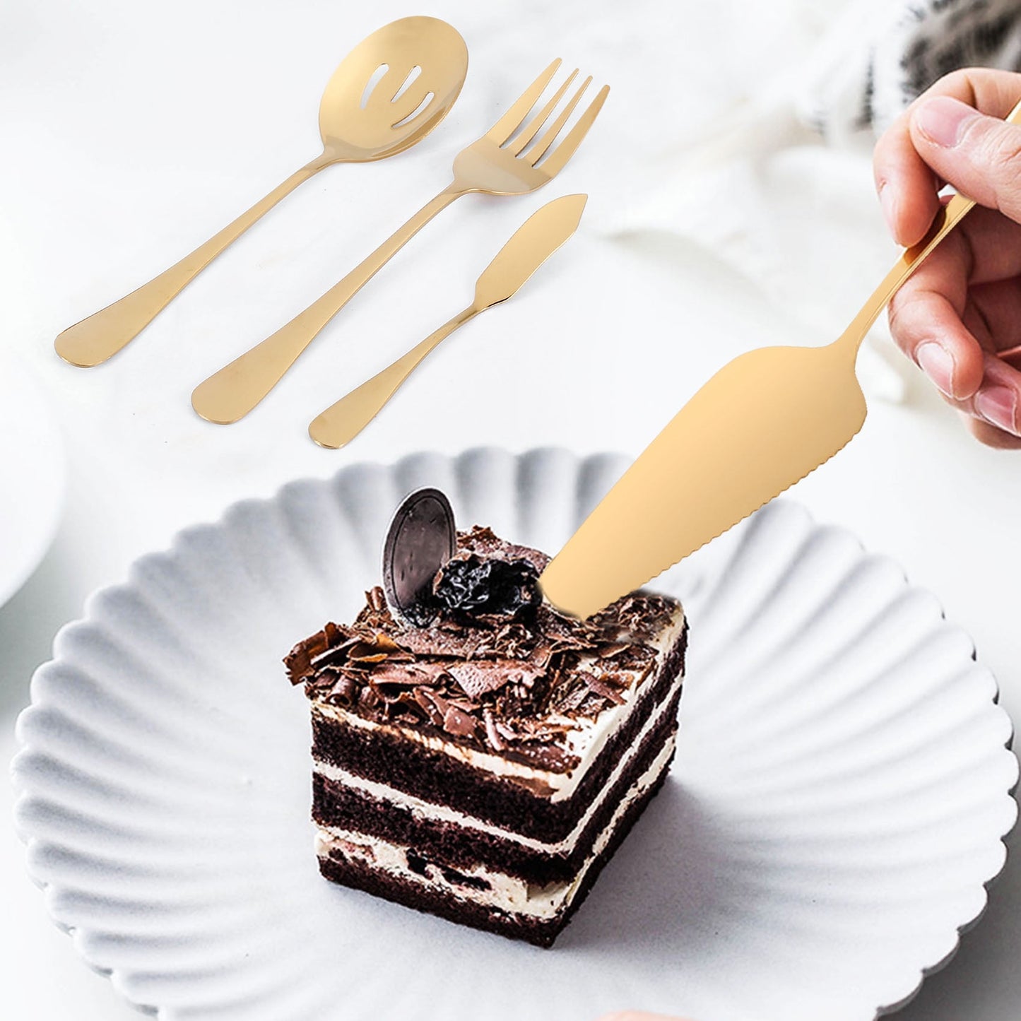 6-Piece Gold Stainless Steel Serving Flatware Set