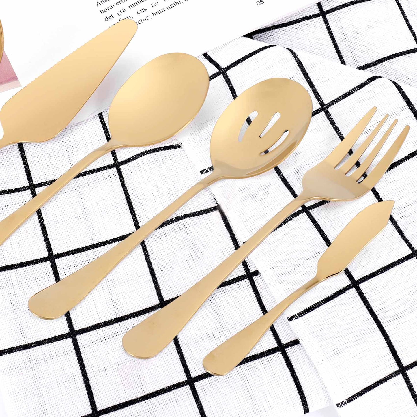 6-Piece Gold Stainless Steel Serving Flatware Set