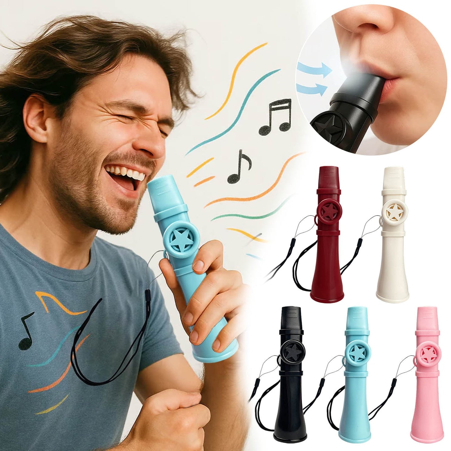Professional Kazoo for Adults Kids, Upgrade Plastic Kazoos with Adjustable Tone Multi Colors Kazoo Musical Instruments for Guitar, Ukulele, Piano & Violin, Easy to Learn (Blue) Blue#004