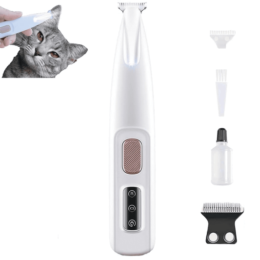 Belvedere Cat Grooming Trimmer - Rechargeable Low Noise Clipper with LED Light, Waterproof & Precision for Sensitive Areas 1set