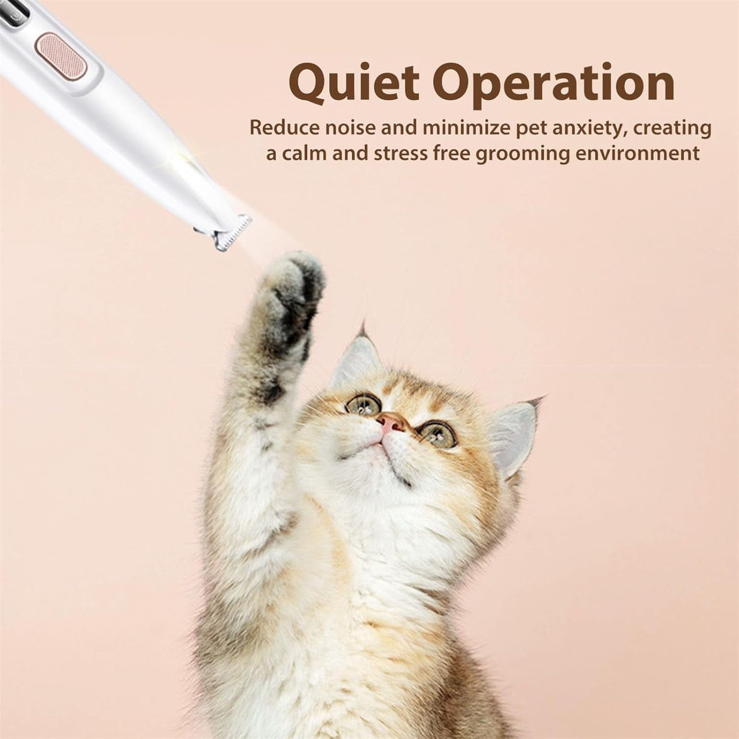 Belvedere Cat Grooming Trimmer - Rechargeable Low Noise Clipper with LED Light, Waterproof & Precision for Sensitive Areas 1set