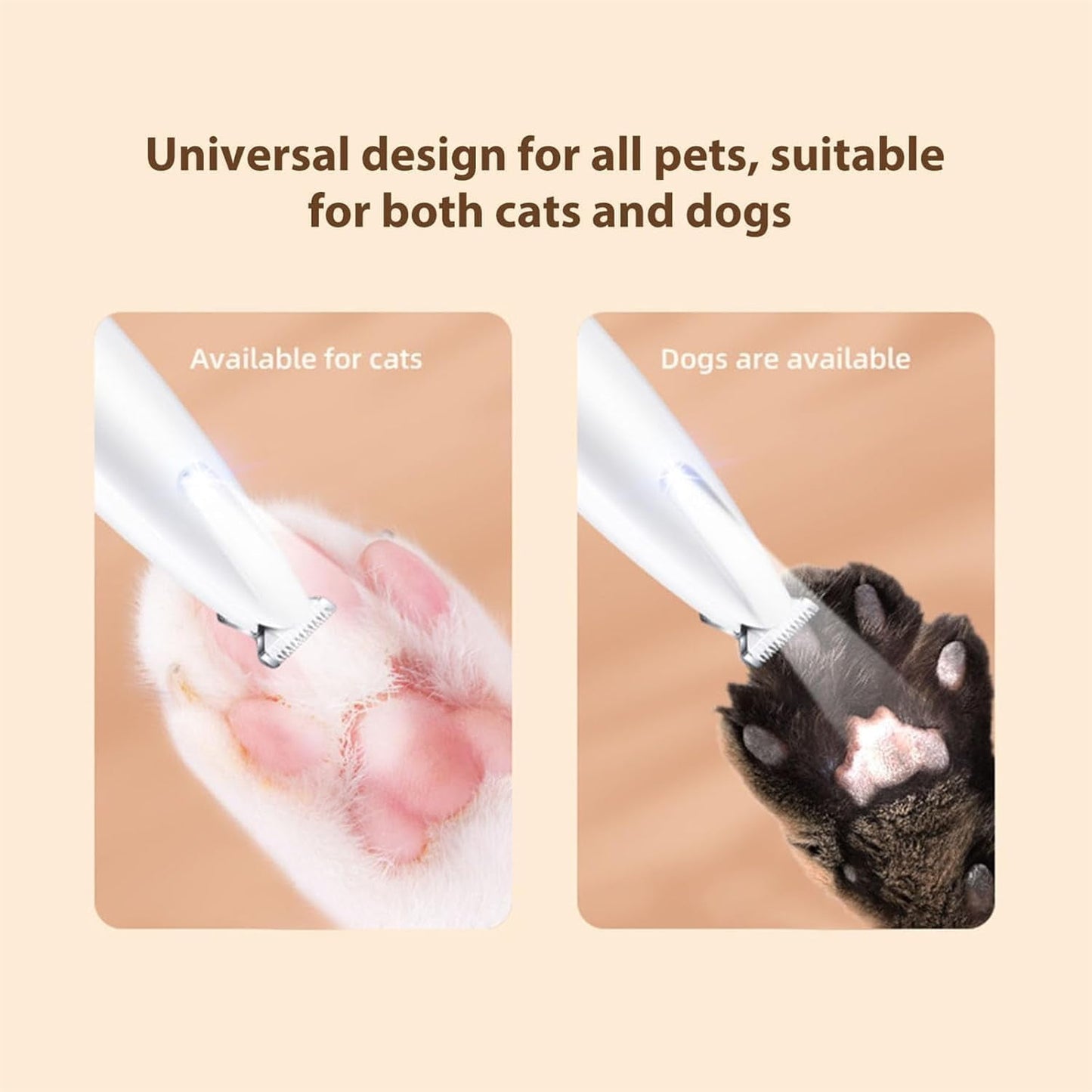 Belvedere Cat Grooming Trimmer - Rechargeable Low Noise Clipper with LED Light, Waterproof & Precision for Sensitive Areas 2set