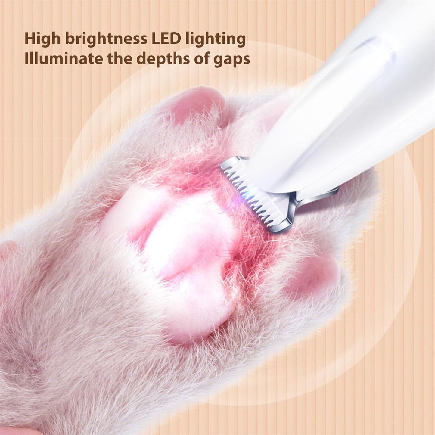 Belvedere Cat Grooming Trimmer - Rechargeable Low Noise Clipper with LED Light, Waterproof & Precision for Sensitive Areas 2set