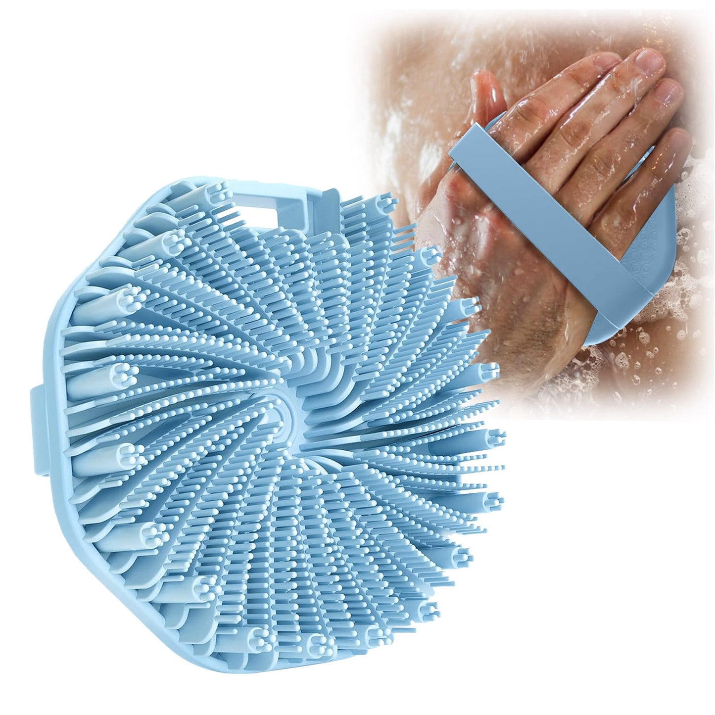 Scrubbies The Sud Bud Silicone Body Scrubber - Exfoliating for Sensitive Skin, Shower Use, Hanging Design, Durable Massage Brush,##grey/1 pc #blue