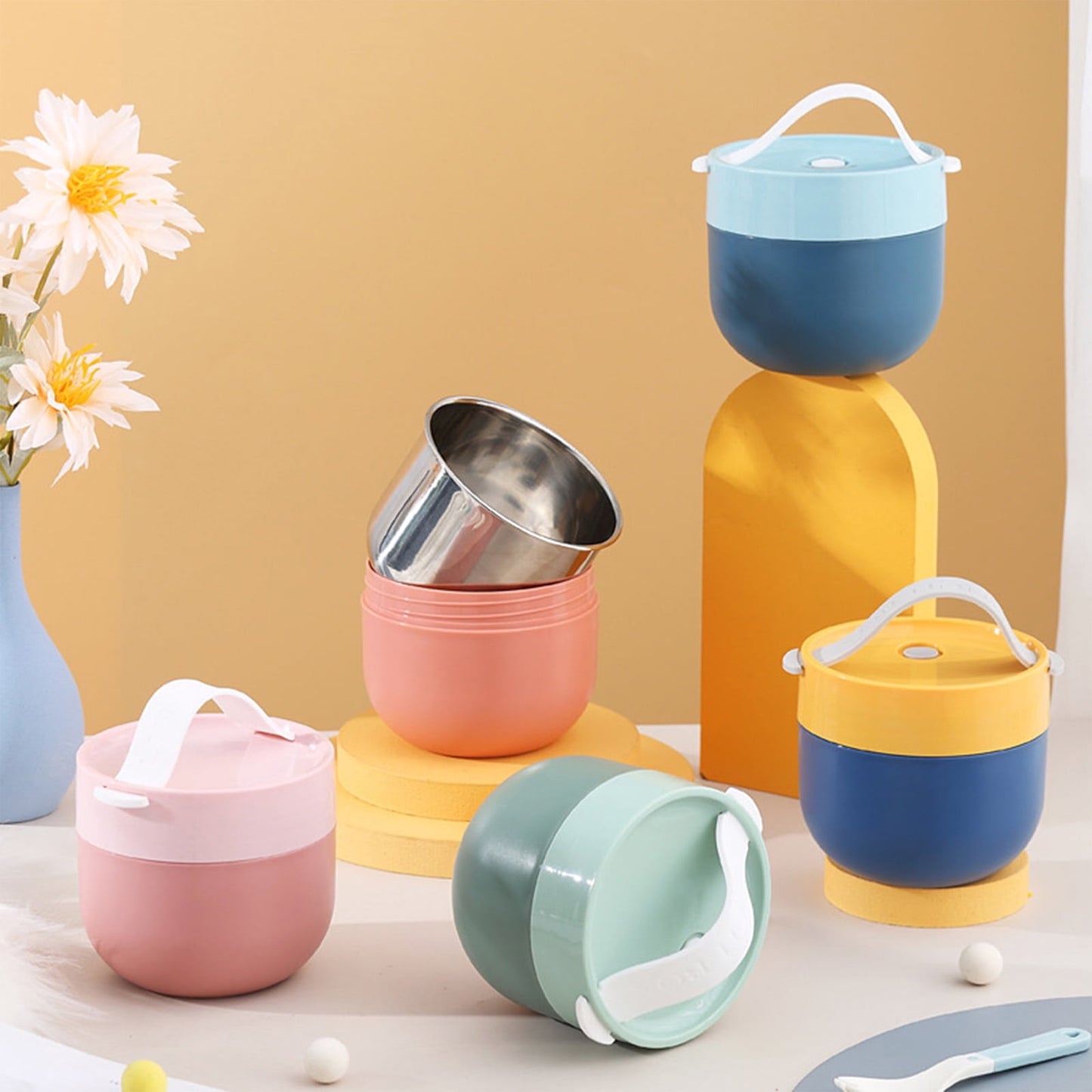 Ramen BBlueowl, Soup Bowls, Microwave Ramen Bowl with Lid, Lunch Box with Lid, Durable and Heat Resistant Bowl for Noodles, Rice, and Soups, Perfect for Home, Office, or School Meals， Z13_D