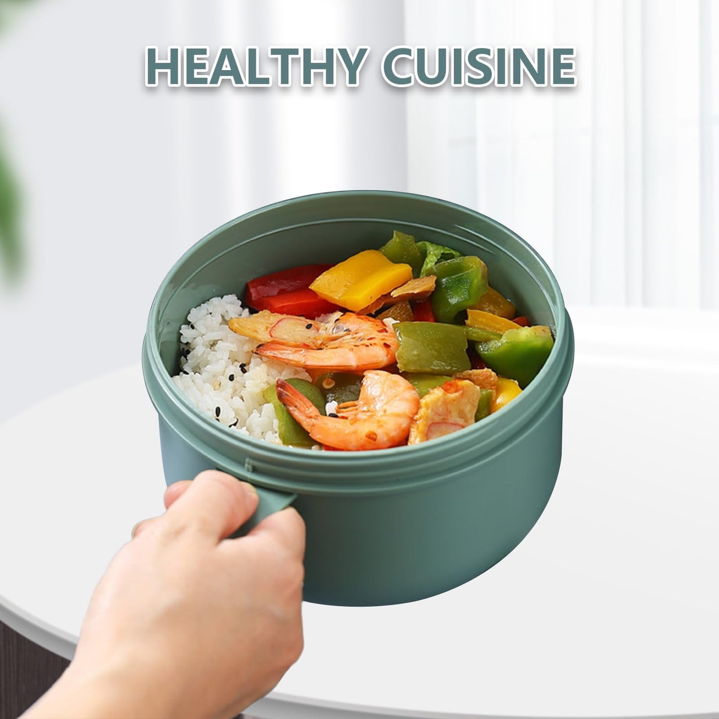 Ramen BBlueowl, Soup Bowls, Microwave Ramen Bowl with Lid, Lunch Box with Lid, Durable and Heat Resistant Bowl for Noodles, Rice, and Soups, Perfect for Home, Office, or School Meals， Z2_Green