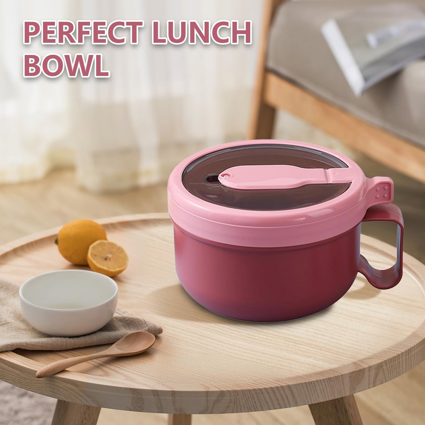 Ramen BBlueowl, Soup Bowls, Microwave Ramen Bowl with Lid, Lunch Box with Lid, Durable and Heat Resistant Bowl for Noodles, Rice, and Soups, Perfect for Home, Office, or School Meals， Z3_Red