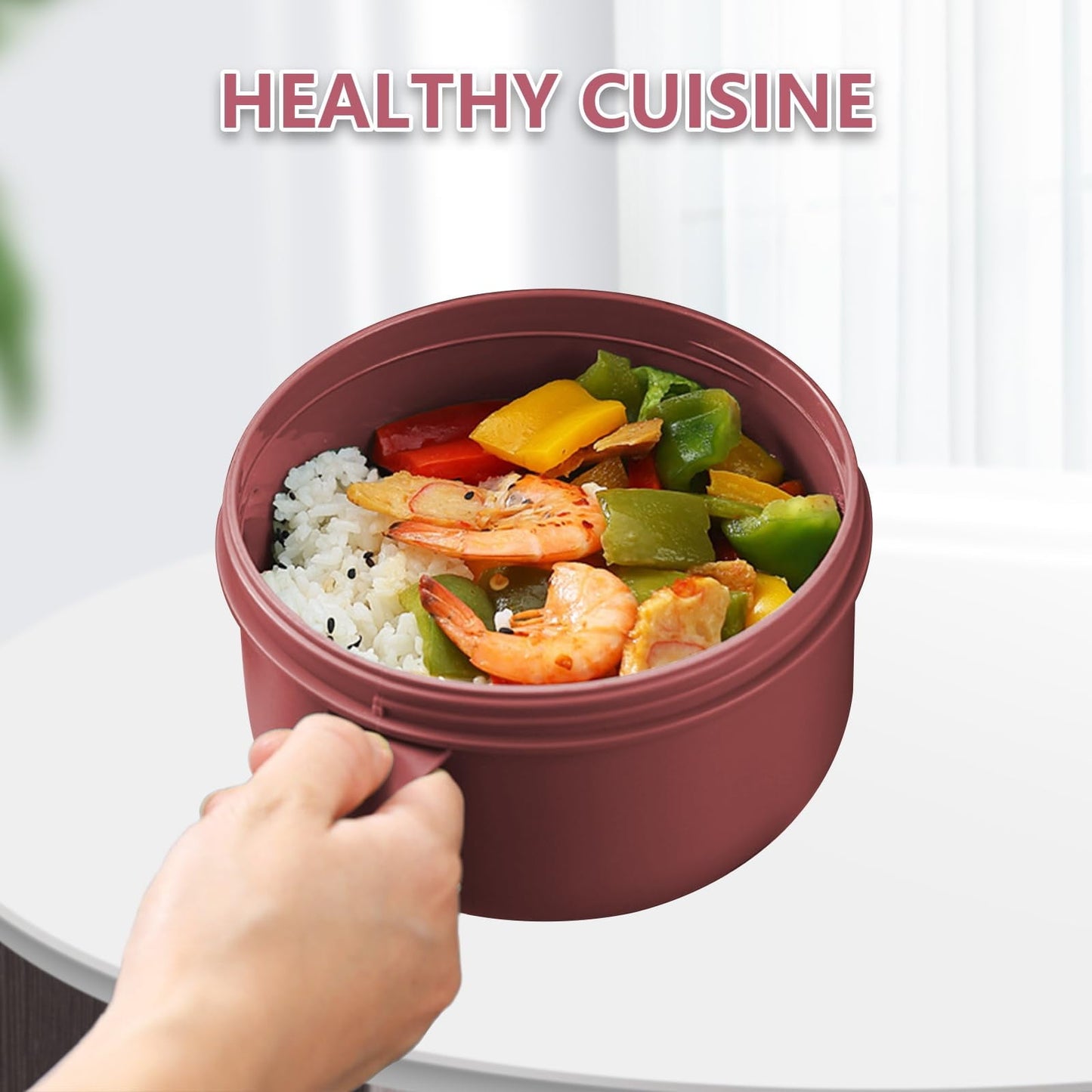 Ramen BBlueowl, Soup Bowls, Microwave Ramen Bowl with Lid, Lunch Box with Lid, Durable and Heat Resistant Bowl for Noodles, Rice, and Soups, Perfect for Home, Office, or School Meals， Z3_Red
