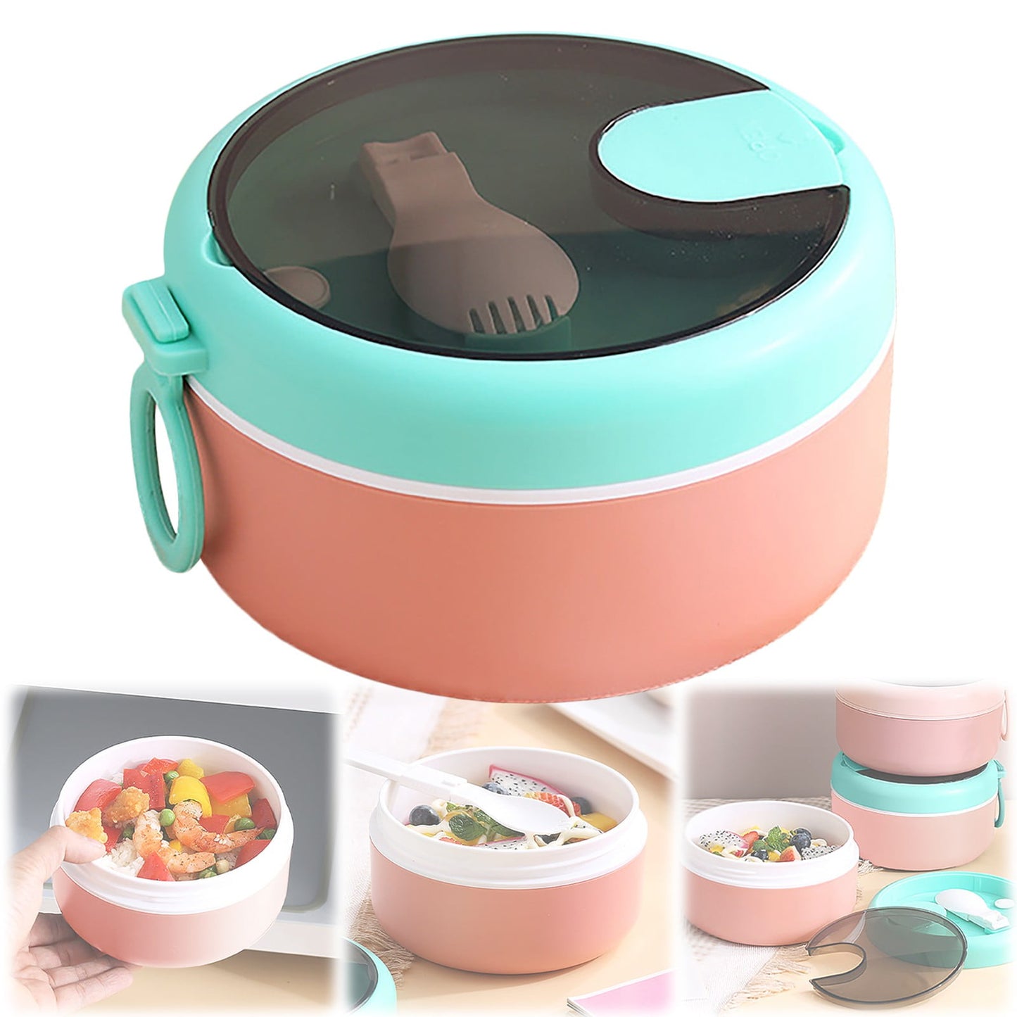 Ramen BBlueowl, Soup Bowls, Microwave Ramen Bowl with Lid, Lunch Box with Lid, Durable and Heat Resistant Bowl for Noodles, Rice, and Soups, Perfect for Home, Office, or School Meals， Z71_B