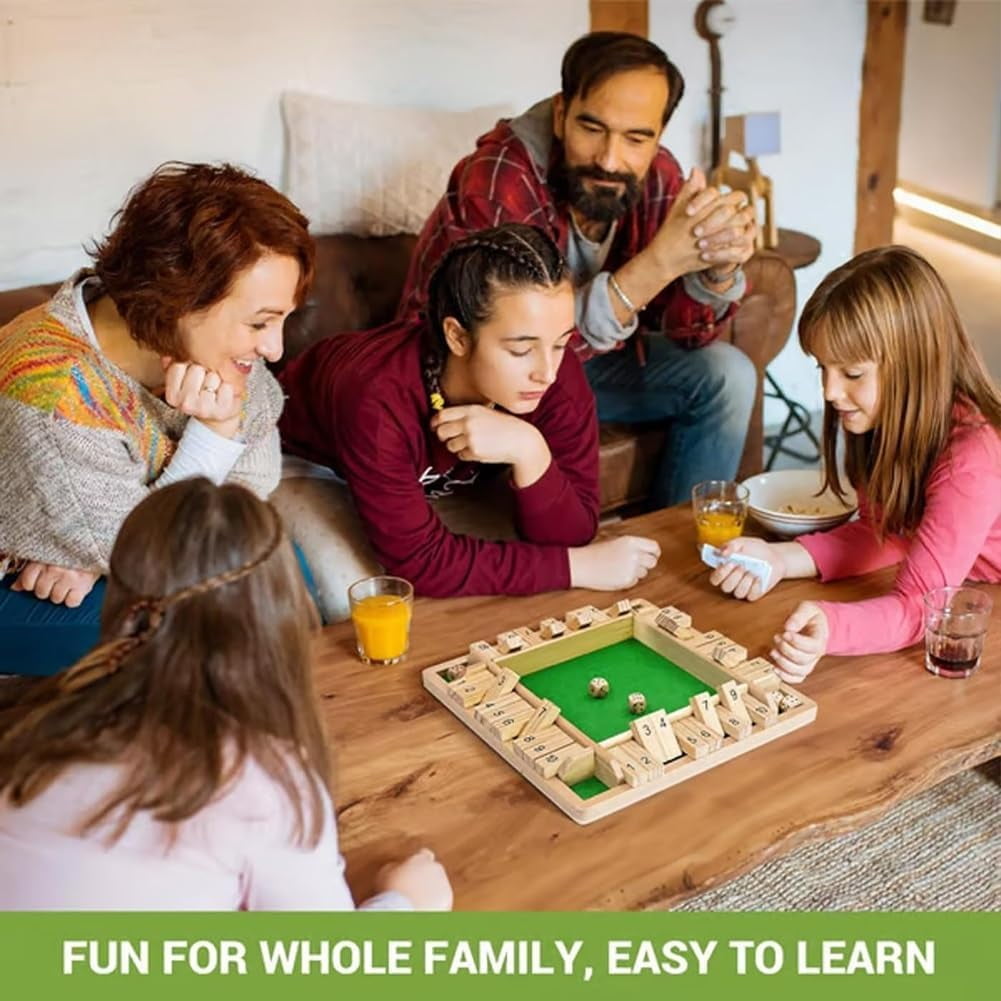 Shut The Box-Wooden Dice Board Game, Funny Family Shut The Box Game 2-4 Player, Board Games Gift for Family and Friends, Educational Table Math Games for Holiday, Party and Classroom(#B) #B