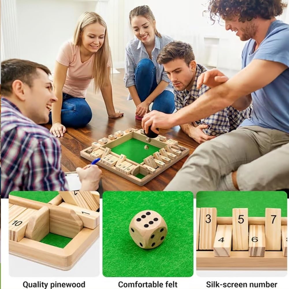 Shut The Box-Wooden Dice Board Game, Funny Family Shut The Box Game 2-4 Player, Board Games Gift for Family and Friends, Educational Table Math Games for Holiday, Party and Classroom(#B) #C