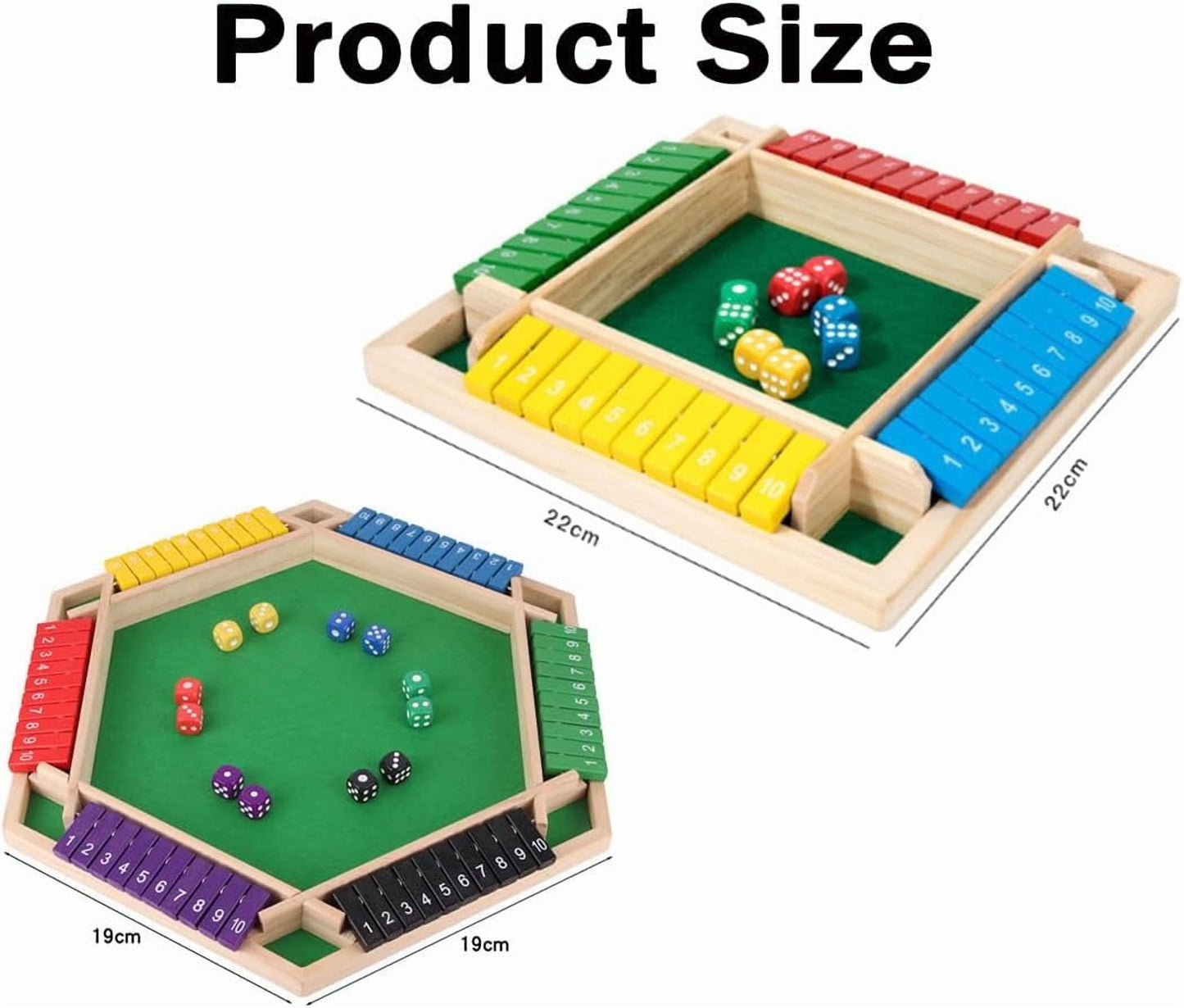 Shut The Box-Wooden Dice Board Game, Funny Family Shut The Box Game 2-4 Player, Board Games Gift for Family and Friends, Educational Table Math Games for Holiday, Party and Classroom(#B) 4playerc