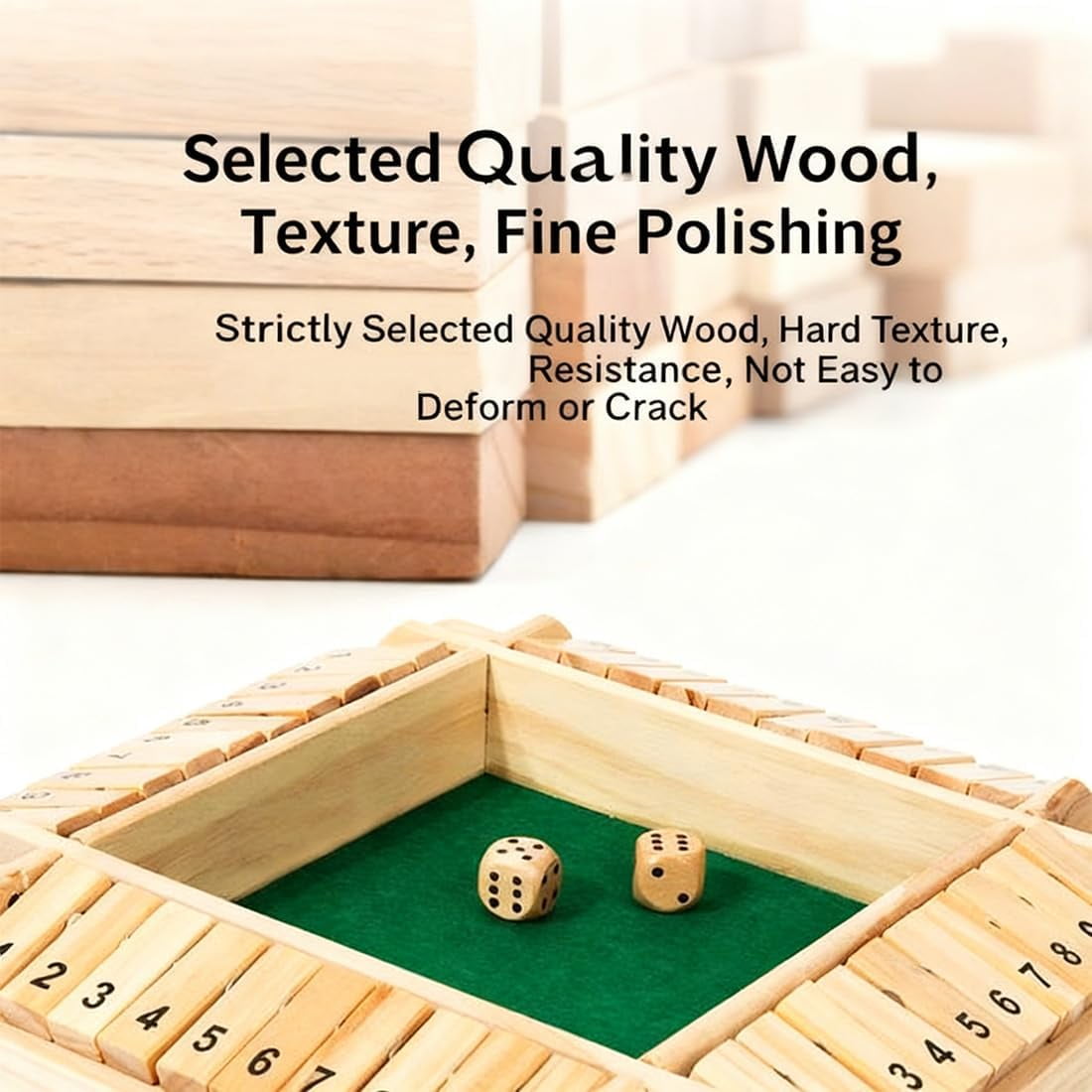 Shut The Box-Wooden Dice Board Game, Funny Family Shut The Box Game 2-4 Player, Board Games Gift for Family and Friends, Educational Table Math Games for Holiday, Party and Classroom(#B) 4playerc