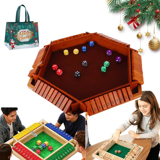 Shut The Box-Wooden Dice Board Game, Funny Family Shut The Box Game 2-4 Player, Board Games Gift for Family and Friends, Educational Table Math Games for Holiday, Party and Classroom(#B) 6playere