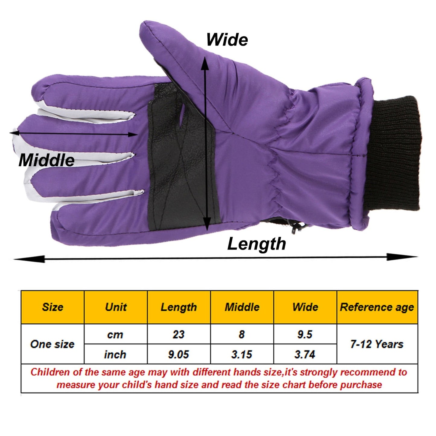 TAIAOJING Kids Winter Snow Ski Gloves Kids Winter Warm Windproof Cold Weather Outdoor Sports Gloves For Boys Girls Snow Gloves Ski Gloves One Size Z2 Black