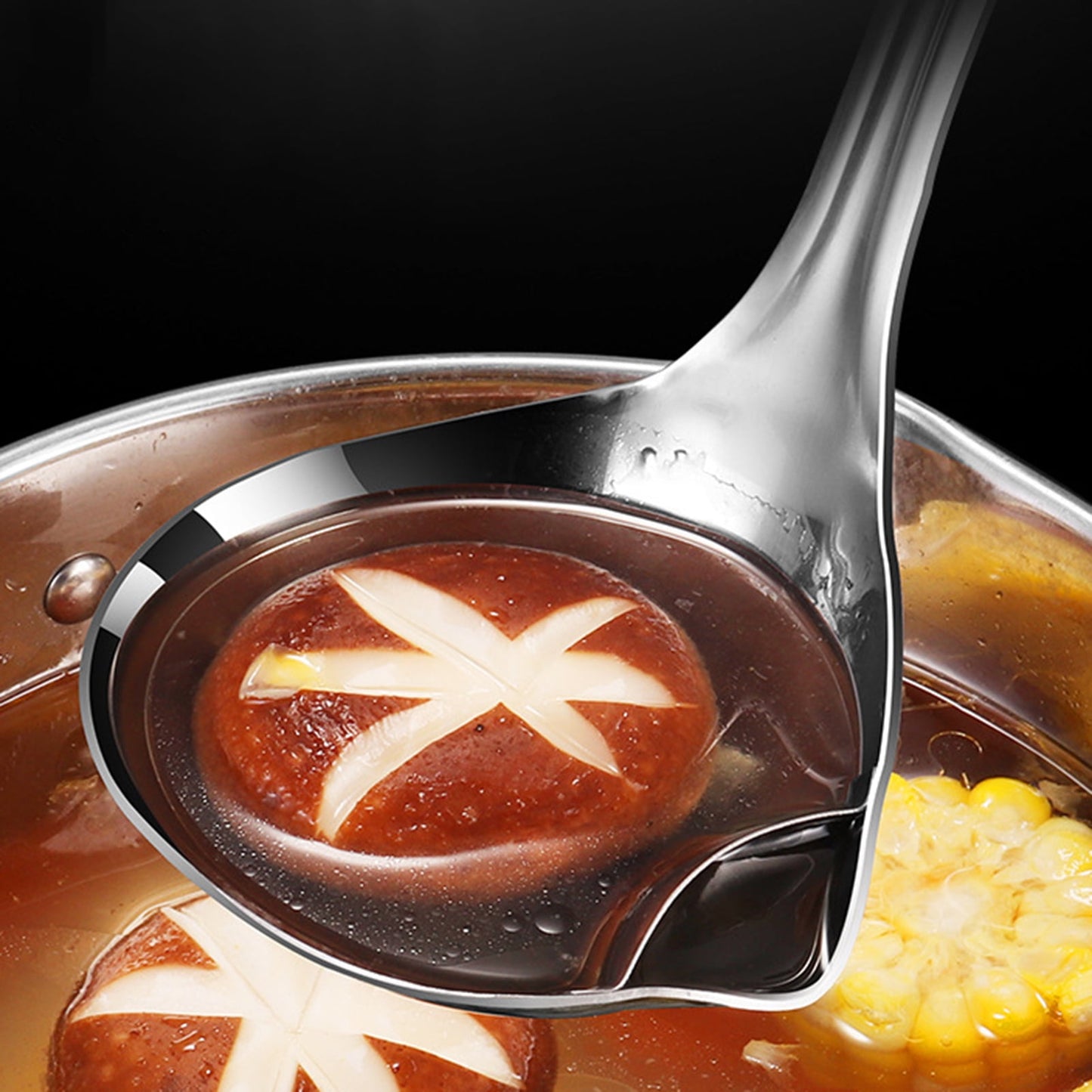 Reheyre Scalding Resistant Stainless Steel Soup Ladle with Long Handle - Cookware Supplies L As the picture