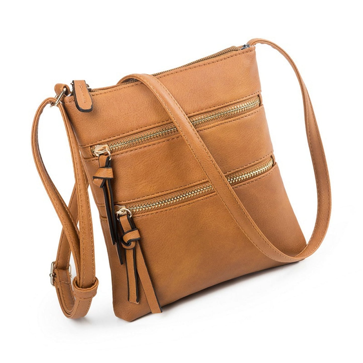 Small Crossbody Purses for Women Multi Pocket Travel Bag Over The Shoulder with Extra Long Strap - Beige Brown