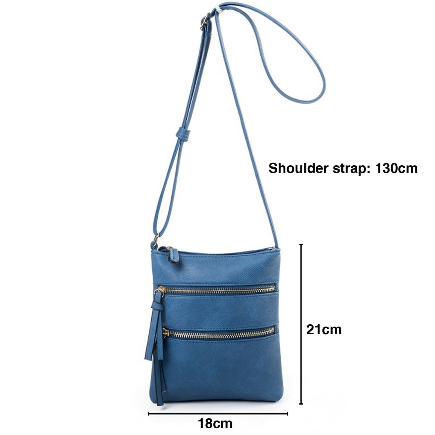 Small Crossbody Purses for Women Multi Pocket Travel Bag Over The Shoulder with Extra Long Strap - Beige Navy Blue