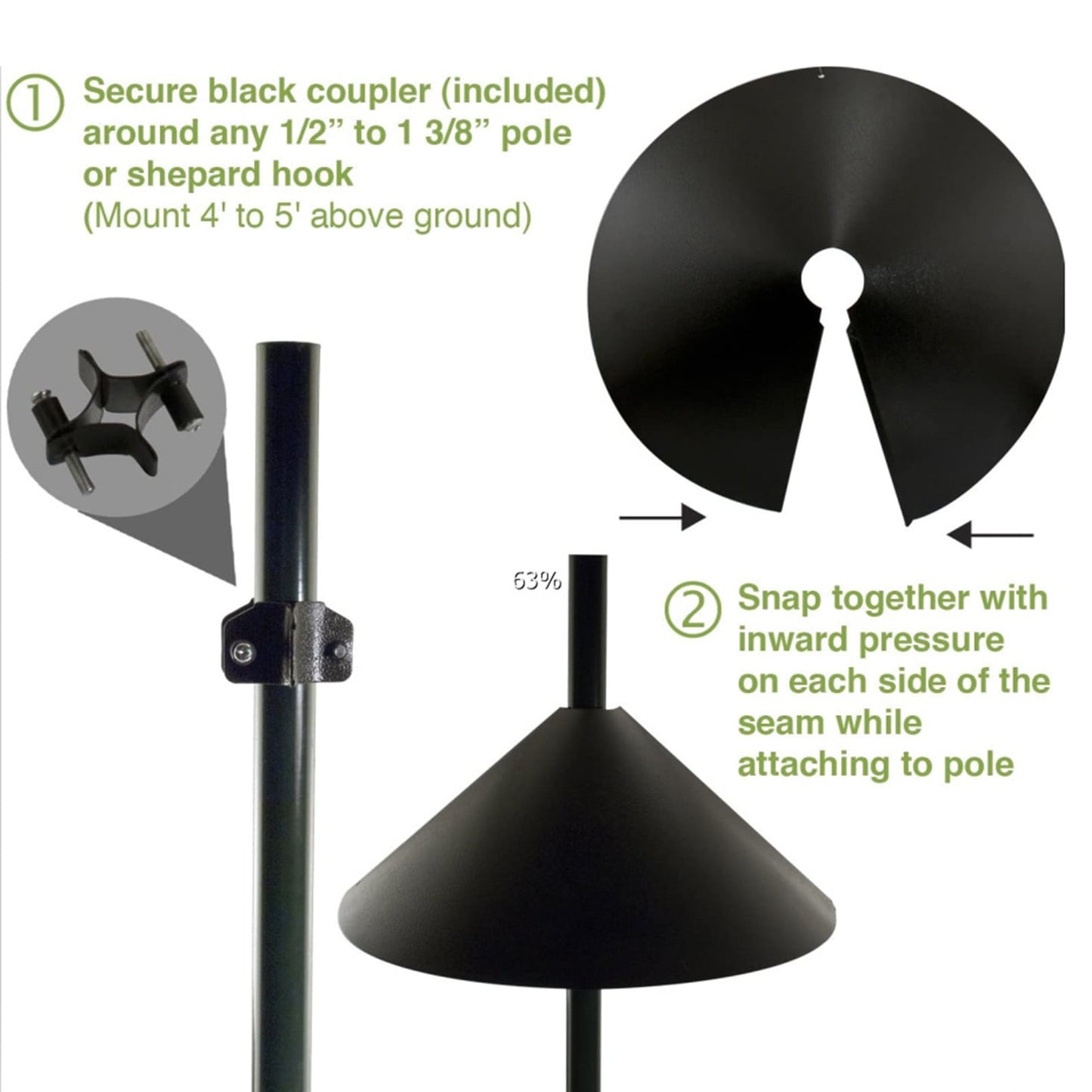 Squirrel Proof Baffle 鈥?12/14/16/18 Inches Wide Squirrel Protection for Bird Feeders 鈥?Anti-Rust Galvanized Steel Hangable Baffle, Protects Bird Houses from Squirrels 14" Black