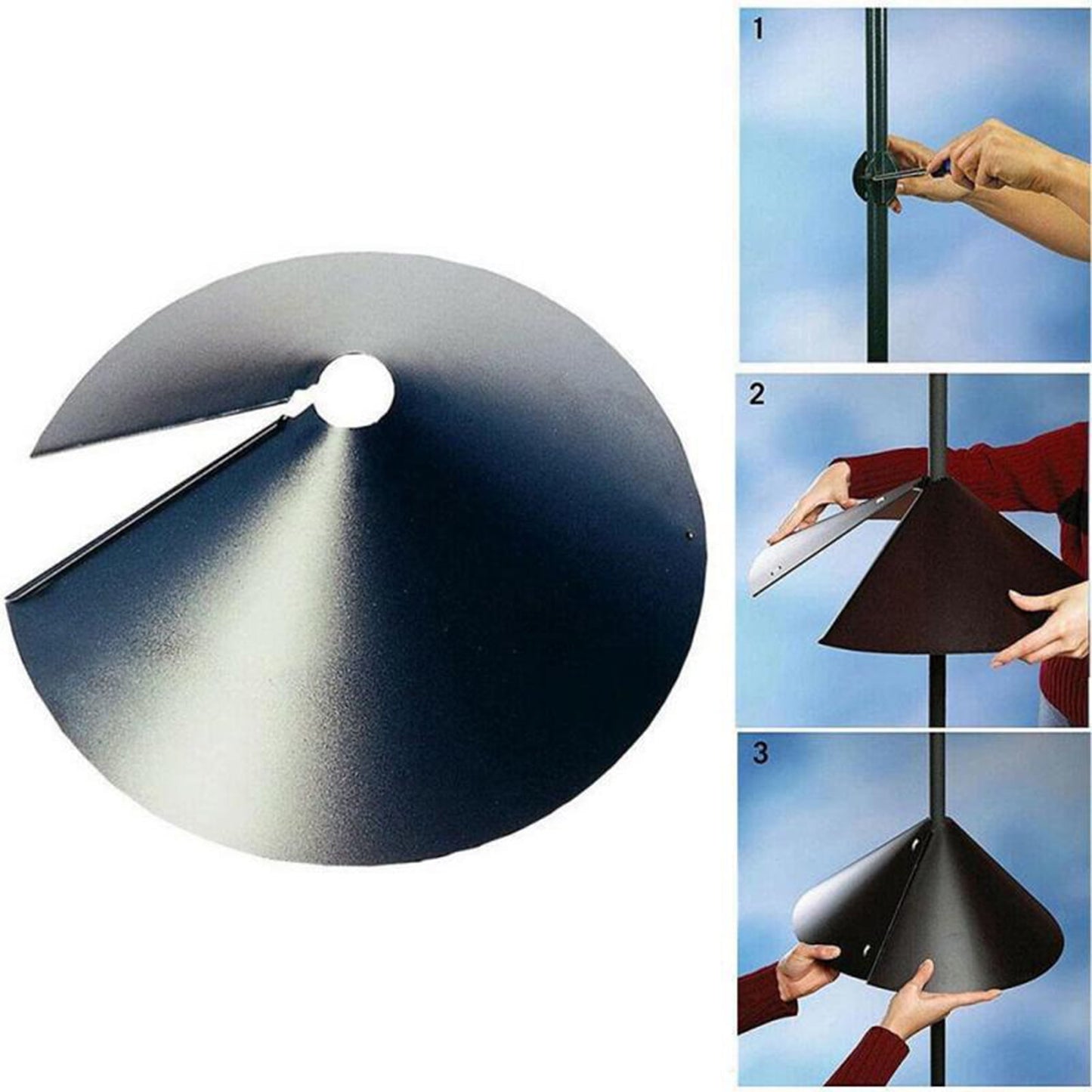 Squirrel Proof Baffle 鈥?12/14/16/18 Inches Wide Squirrel Protection for Bird Feeders 鈥?Anti-Rust Galvanized Steel Hangable Baffle, Protects Bird Houses from Squirrels 16" Black